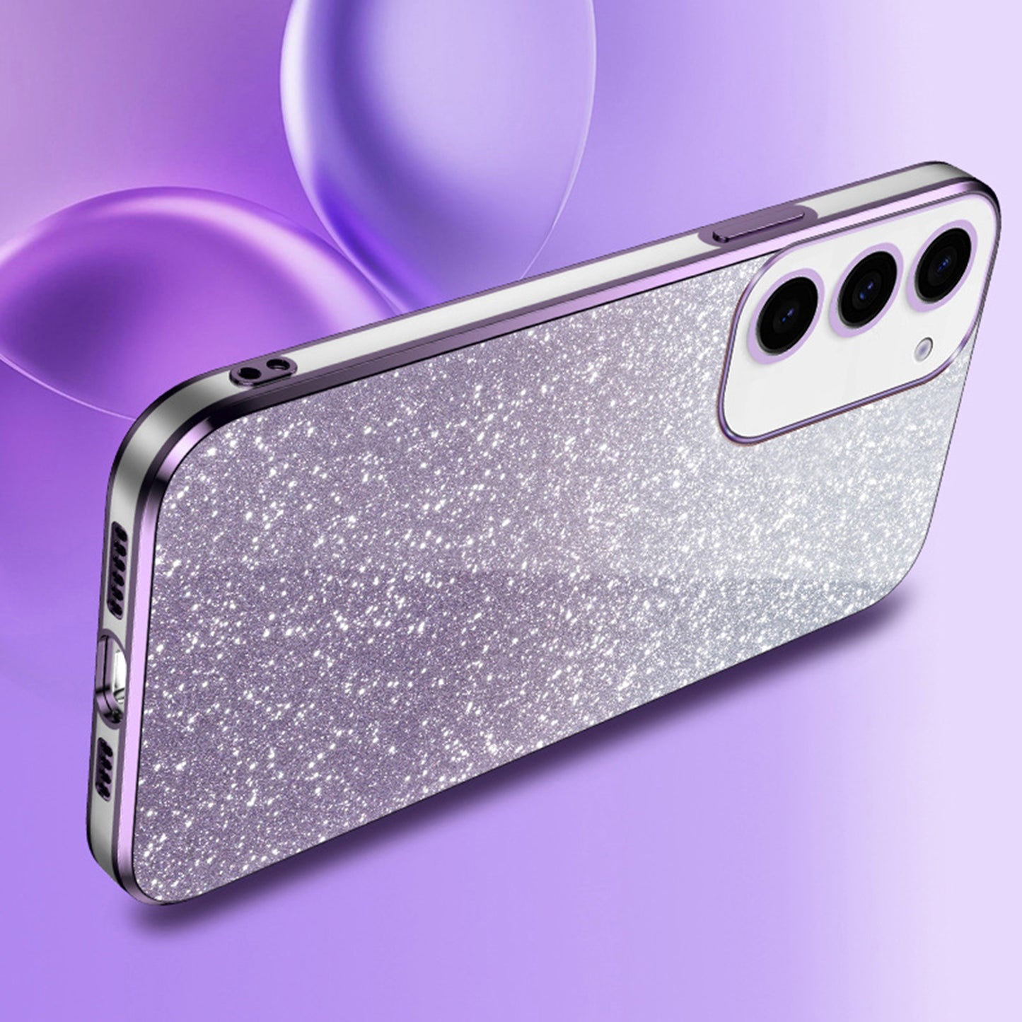 For Samsung Galaxy S24 Case 6D Electroplating Glitter Powder TPU Phone Cover - Black