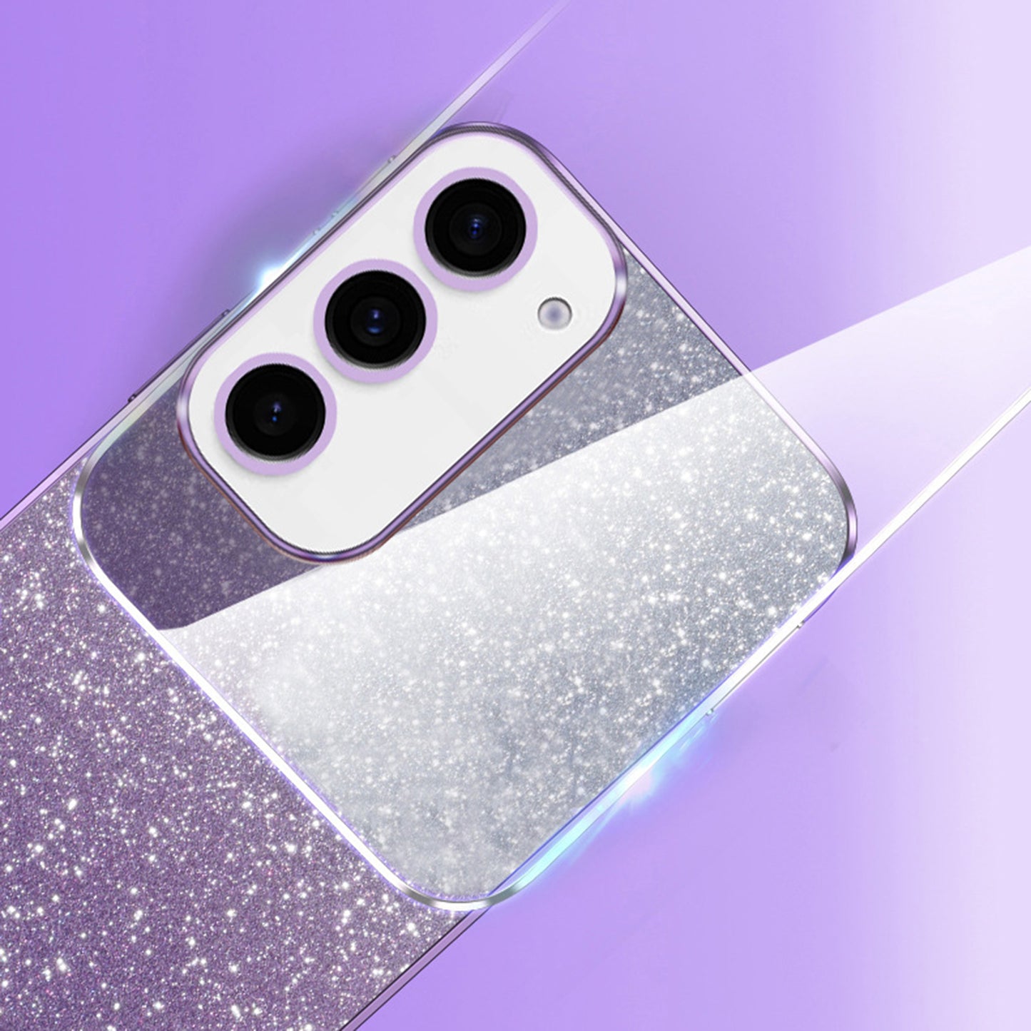 For Samsung Galaxy S24+ Cell Phone Case 6D Electroplating Glitter Powder TPU Cover - Blue