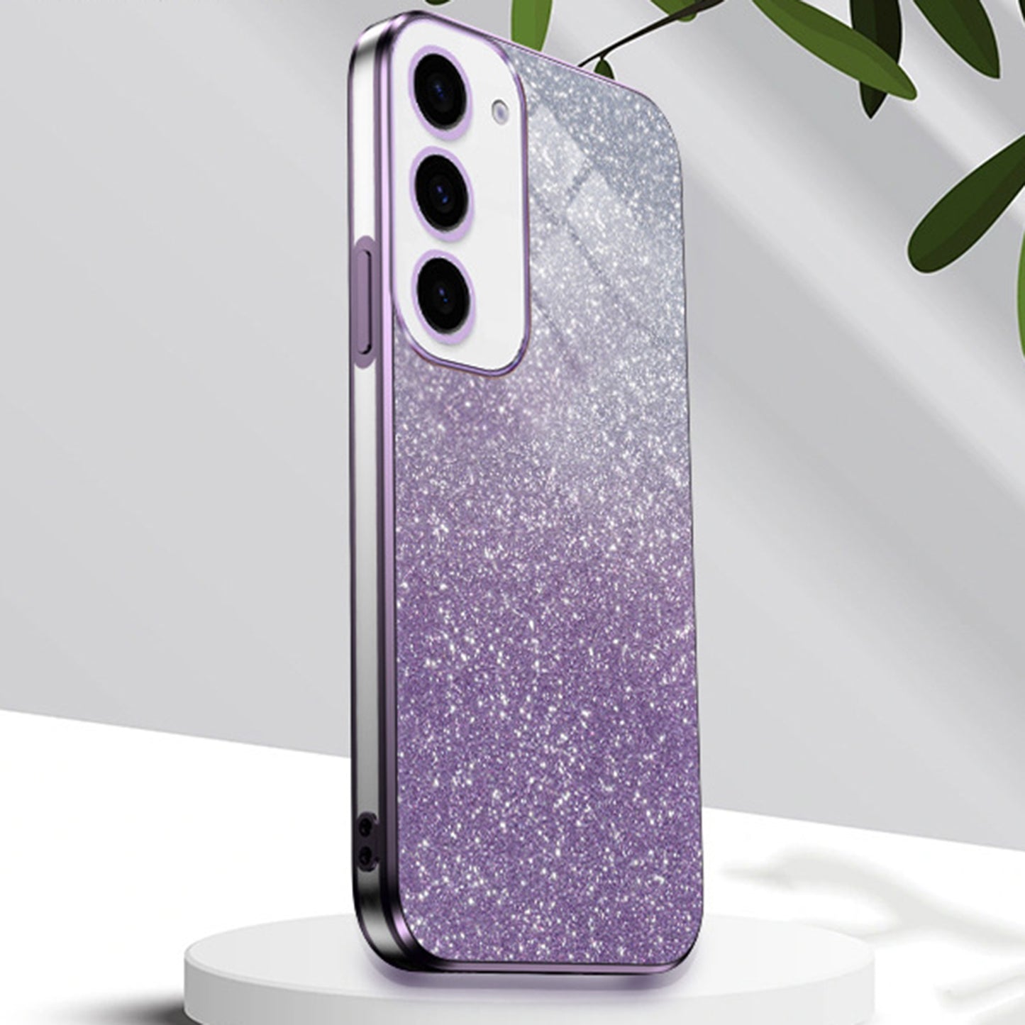 For Samsung Galaxy S24+ Cell Phone Case 6D Electroplating Glitter Powder TPU Cover - Dark Purple