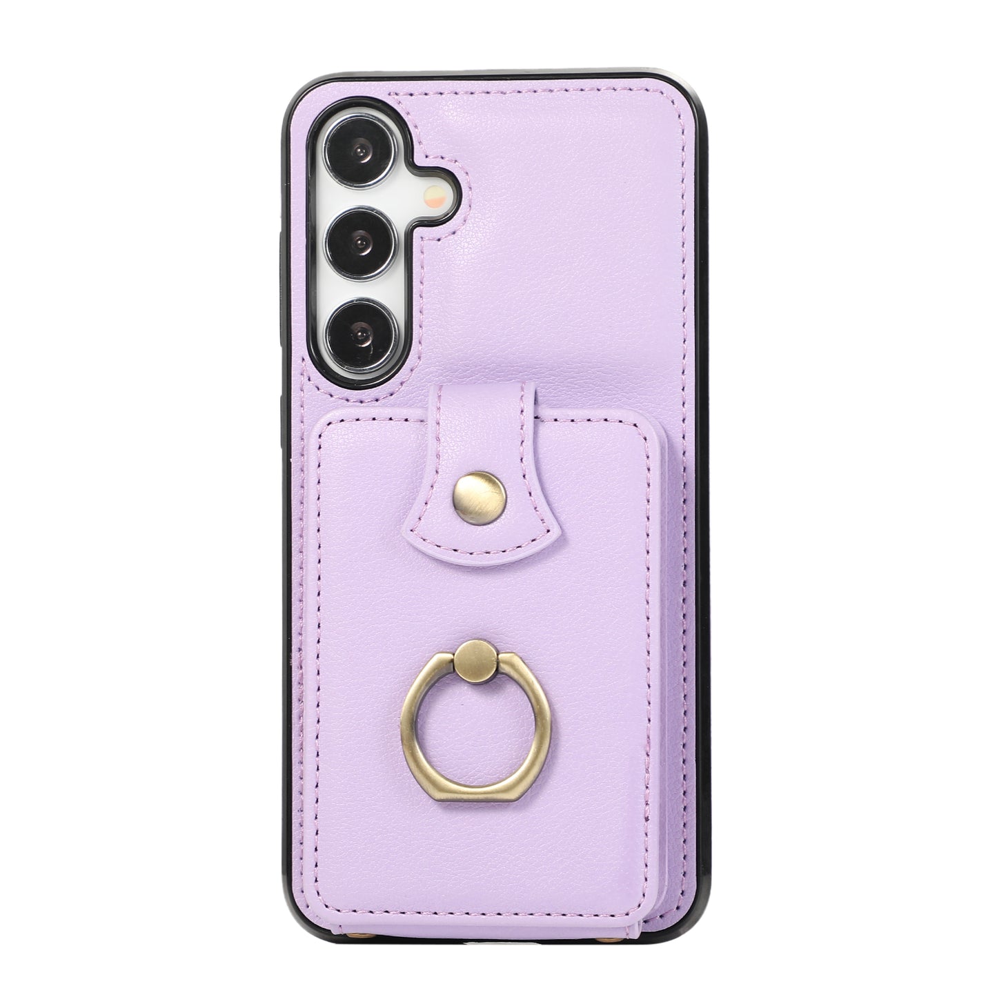 For Samsung Galaxy S24+ Cell Phone Case Card Holder TPU+PU Leather Phone Cover with Kickstand - Purple