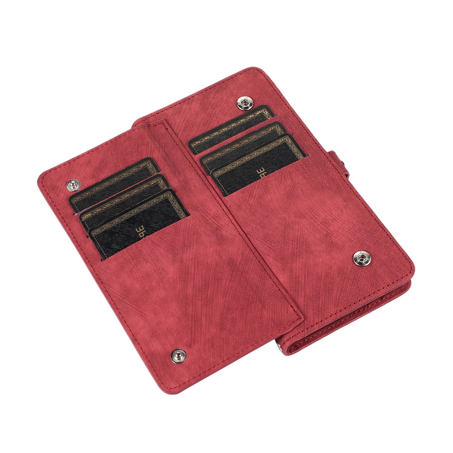 For Samsung Galaxy S24+ Magnetic Case PU Leather+TPU Smart Phone Cover with 9 Card Slots - Red