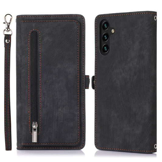 For Samsung Galaxy S24+ Magnetic Case PU Leather+TPU Smart Phone Cover with 9 Card Slots - Black