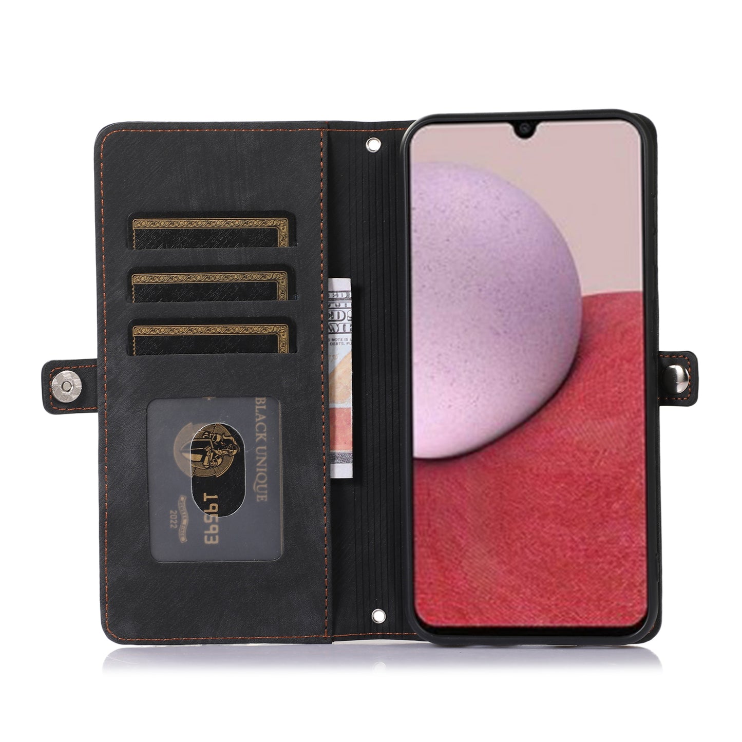For Samsung Galaxy S24+ Magnetic Case PU Leather+TPU Smart Phone Cover with 9 Card Slots - Black