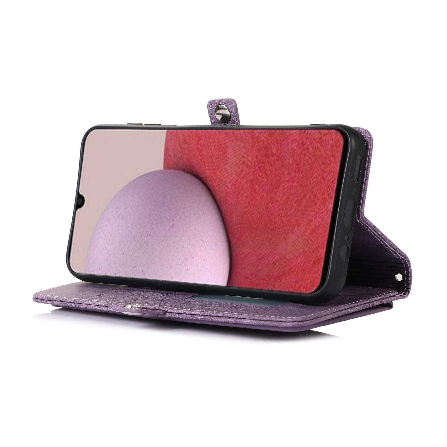 For Samsung Galaxy S24+ Magnetic Case PU Leather+TPU Smart Phone Cover with 9 Card Slots - Purple