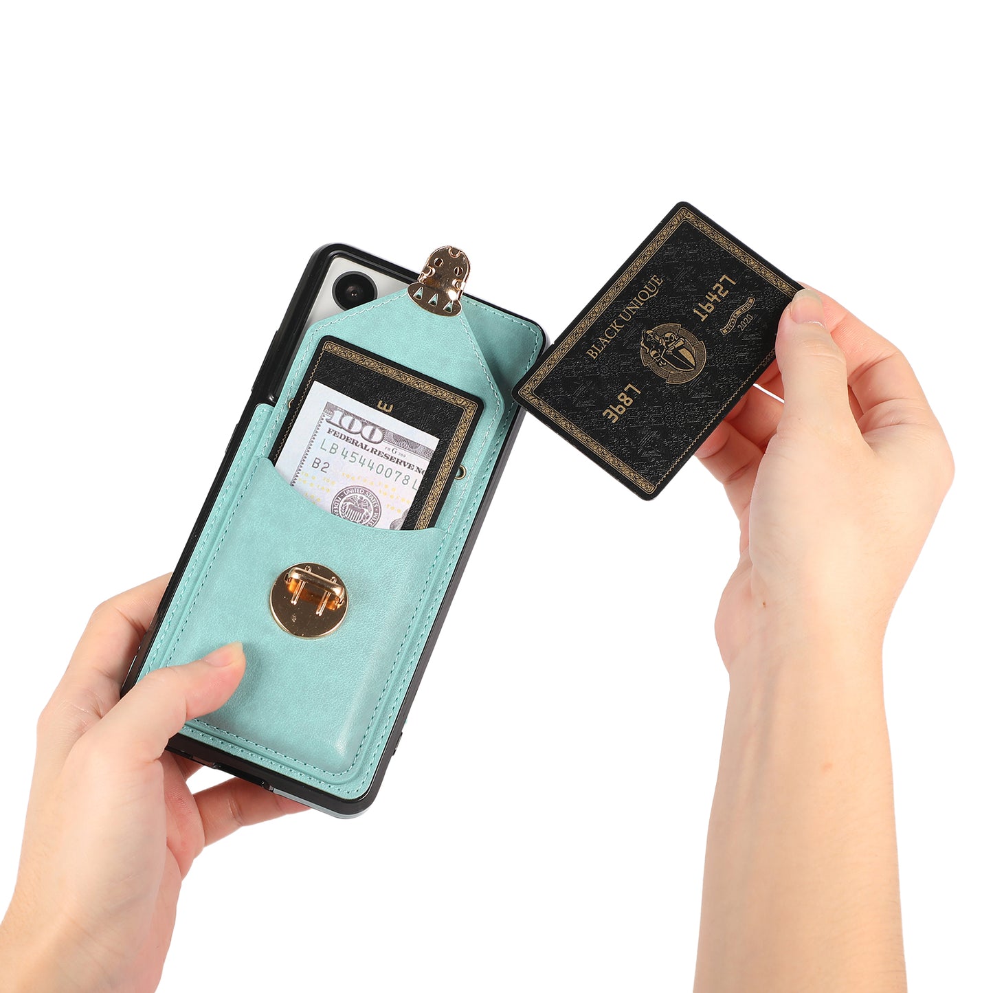 For Samsung Galaxy S24 Ultra Cell Phone Case Card Holder Kickstand Leather+TPU Cover - Green