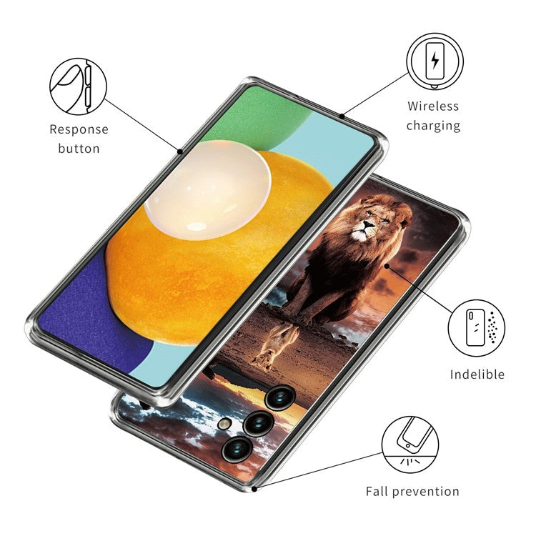 For Samsung Galaxy A35 5G Pattern Phone Case Soft TPU Anti-Bump Cover - Lion