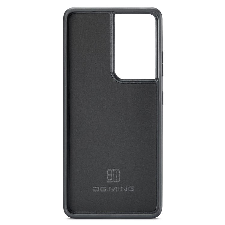 DG.MING For Samsung Galaxy S21 Ultra 5G Phone Case Leather Coated PC+TPU Shell Cover - Green