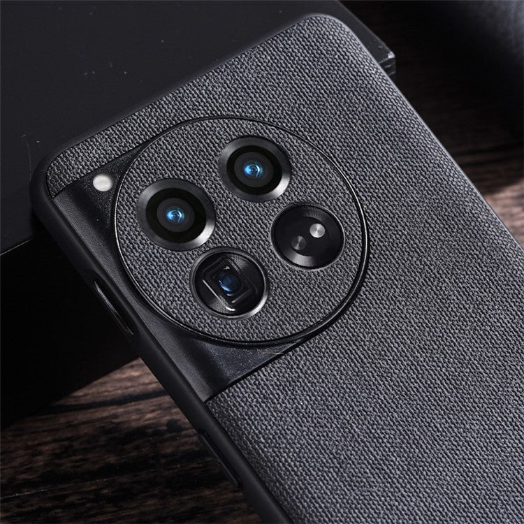 For OnePlus 12 5G Phone Case Shockproof Cloth+Hard PC Cell Phone Back Cover - Black