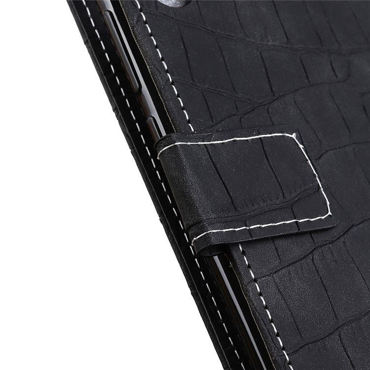 For Samsung Galaxy A35 5G PU Leather Case Crocodile Texture Phone Wallet Cover Stand - Black