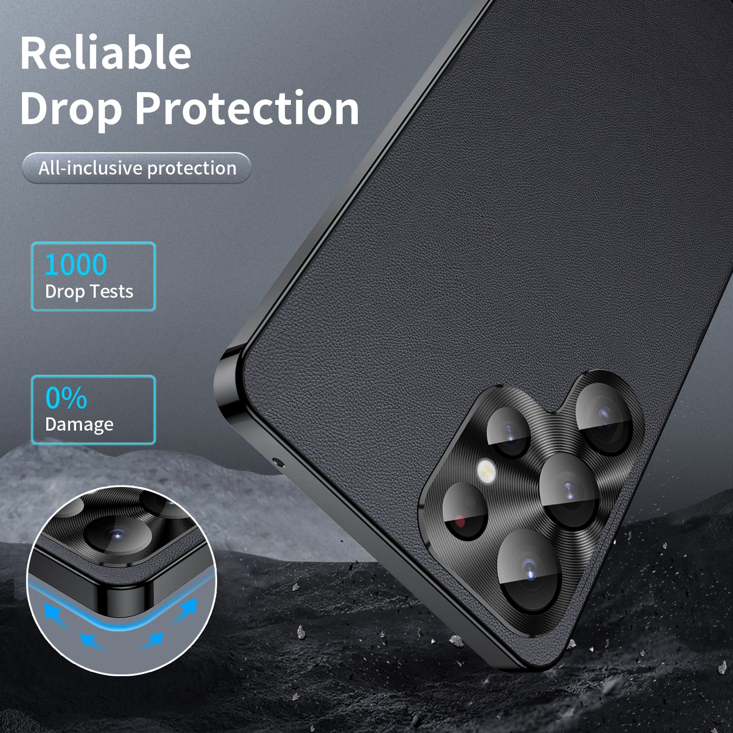 For Samsung Galaxy S24 Ultra Magnetic Case Metal Frame Leather+PC Matte Cover - Black