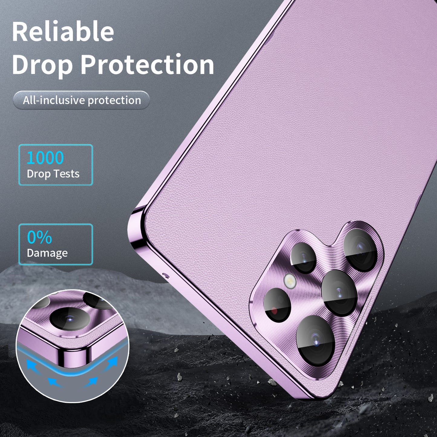 For Samsung Galaxy S24 Ultra Magnetic Case Metal Frame Leather+PC Matte Cover - Purple