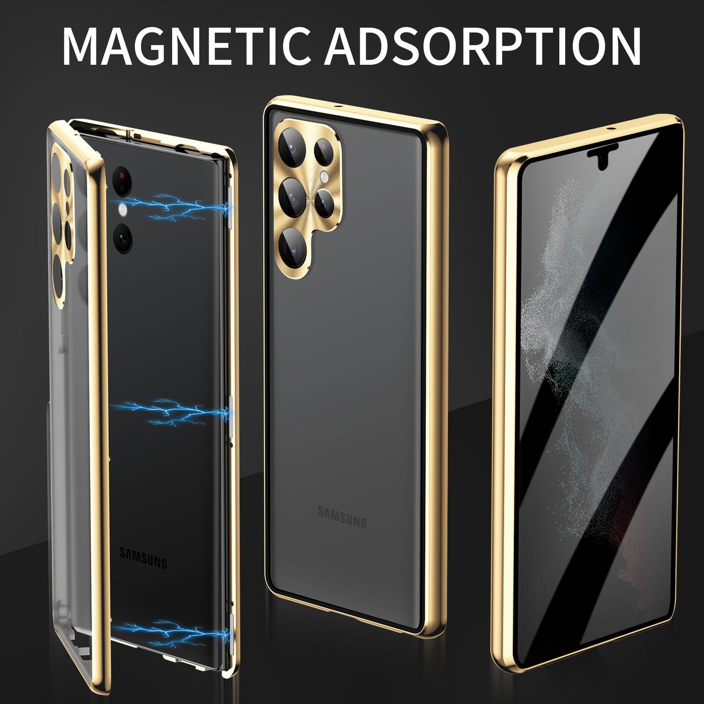 For Samsung Galaxy S24 Ultra Case Anti-Spy Double-Sided Tempered Glass Magnetic Phone Cover - Green