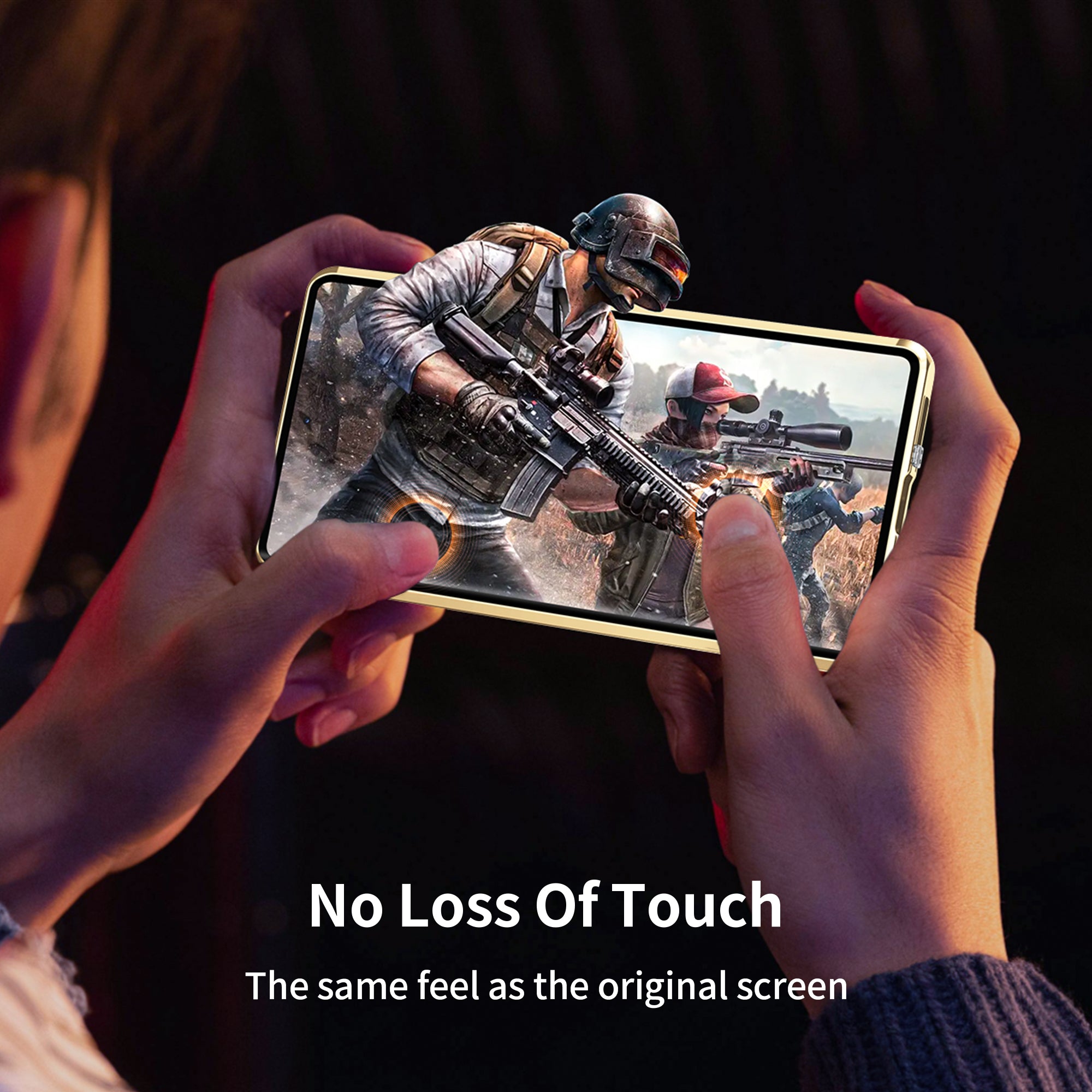For Samsung Galaxy S24 Case Anti-Spy Double-Sided Tempered Glass Cover with Metal Frame - Gold