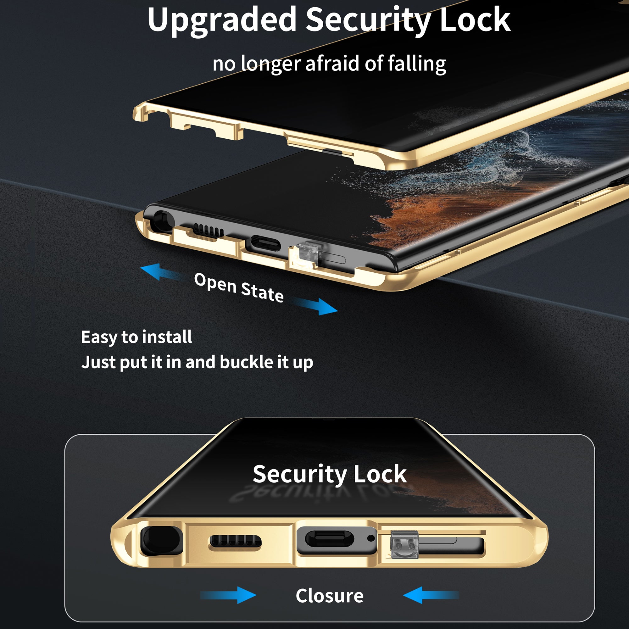 For Samsung Galaxy S24+ Case Double-Sided Tempered Glass Anti-Spy Phone Cover - Black