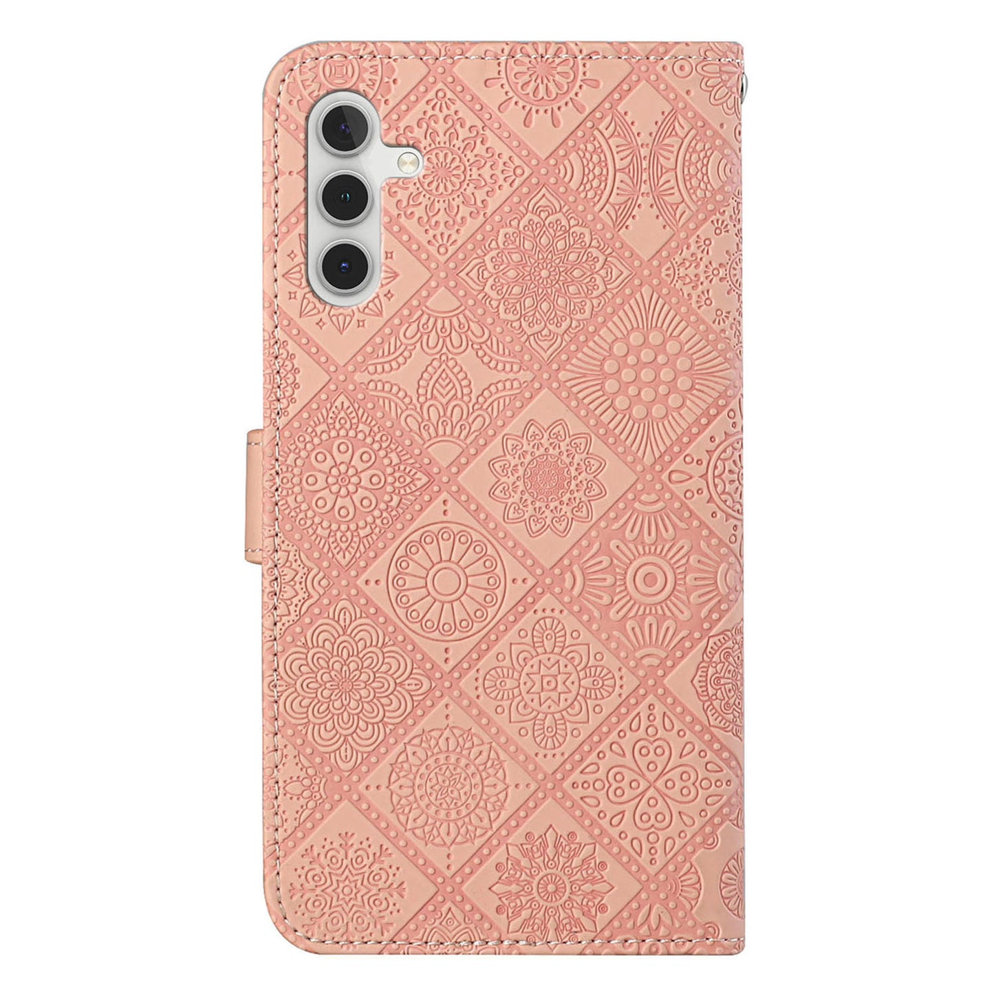 For Samsung Galaxy S24+ Case PU Leather Wallet Imprinted Phone Cover - Pink