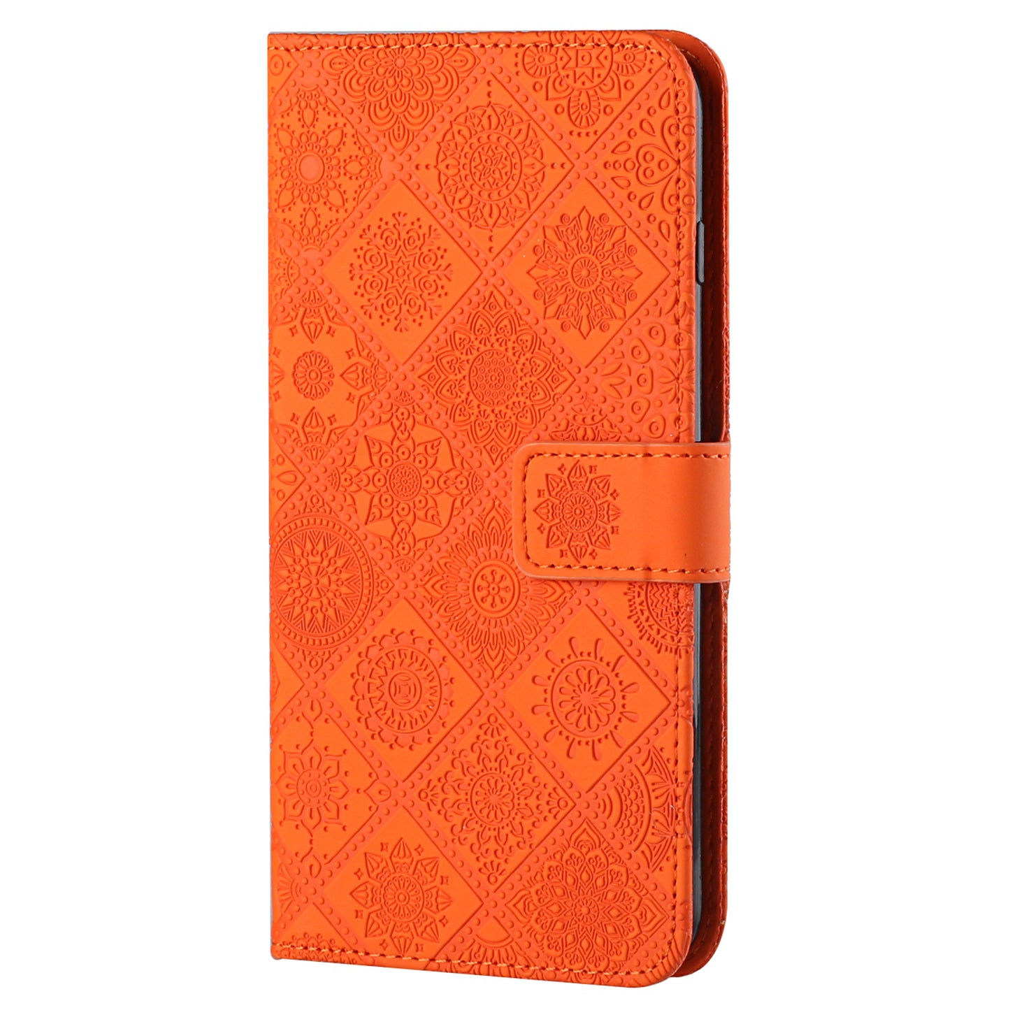For Samsung Galaxy S24+ Case PU Leather Wallet Imprinted Phone Cover - Orange