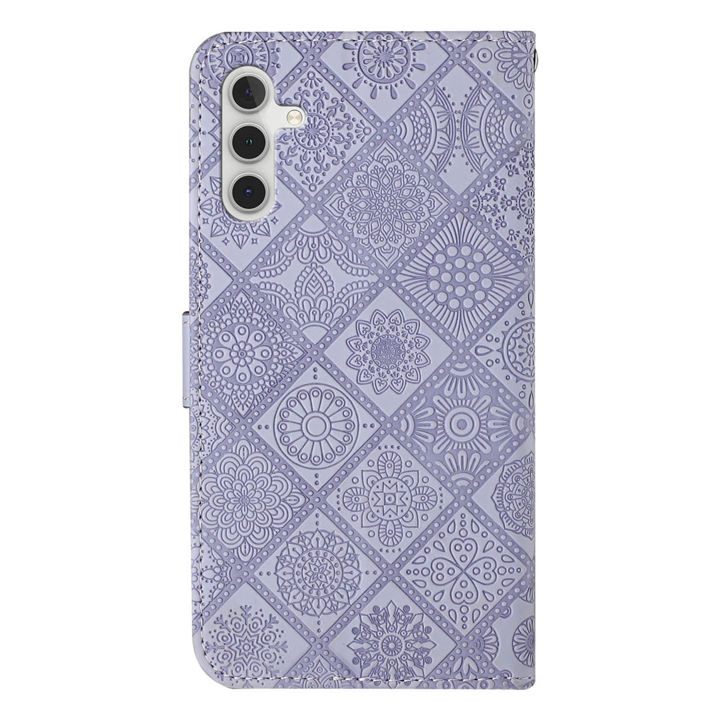 For Samsung Galaxy S24+ Case PU Leather Wallet Imprinted Phone Cover - Purple