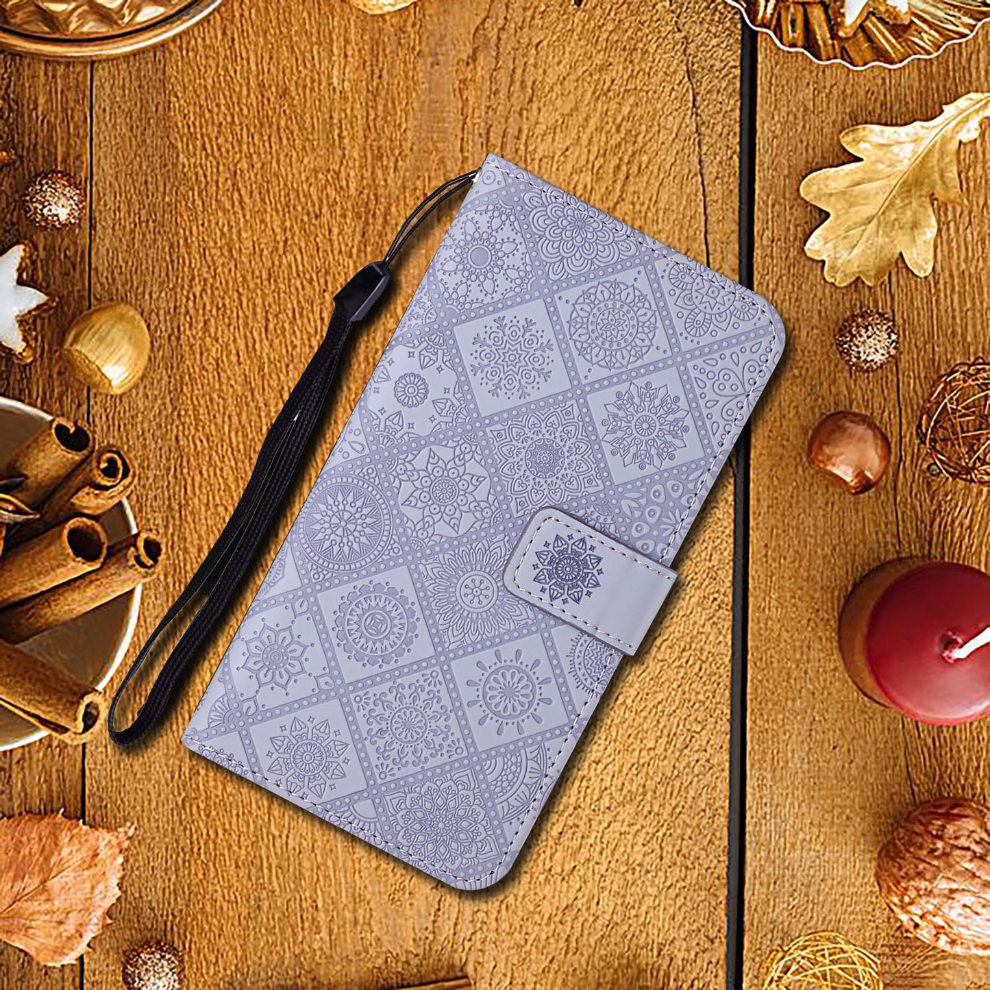 For Samsung Galaxy S24+ Case PU Leather Wallet Imprinted Phone Cover - Purple