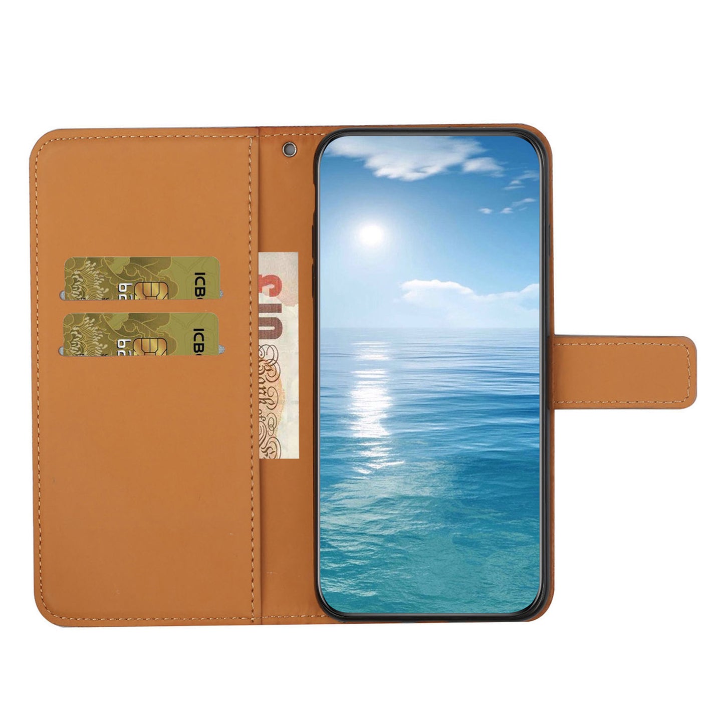 For Samsung Galaxy S24 Case Wallet Imprinted Flower Leather Cover - Brown