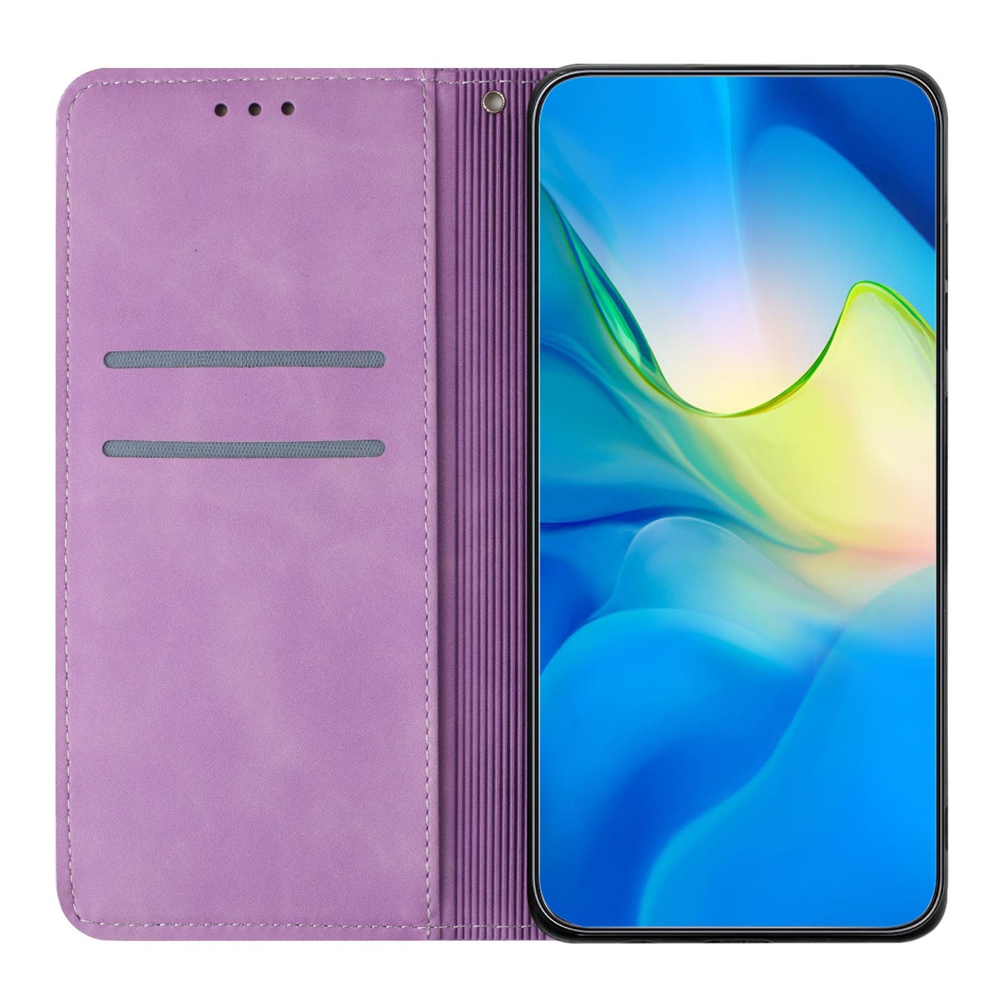 For Samsung Galaxy S24 Leather Case Wallet Stand Imprinted Phone Cover - Purple