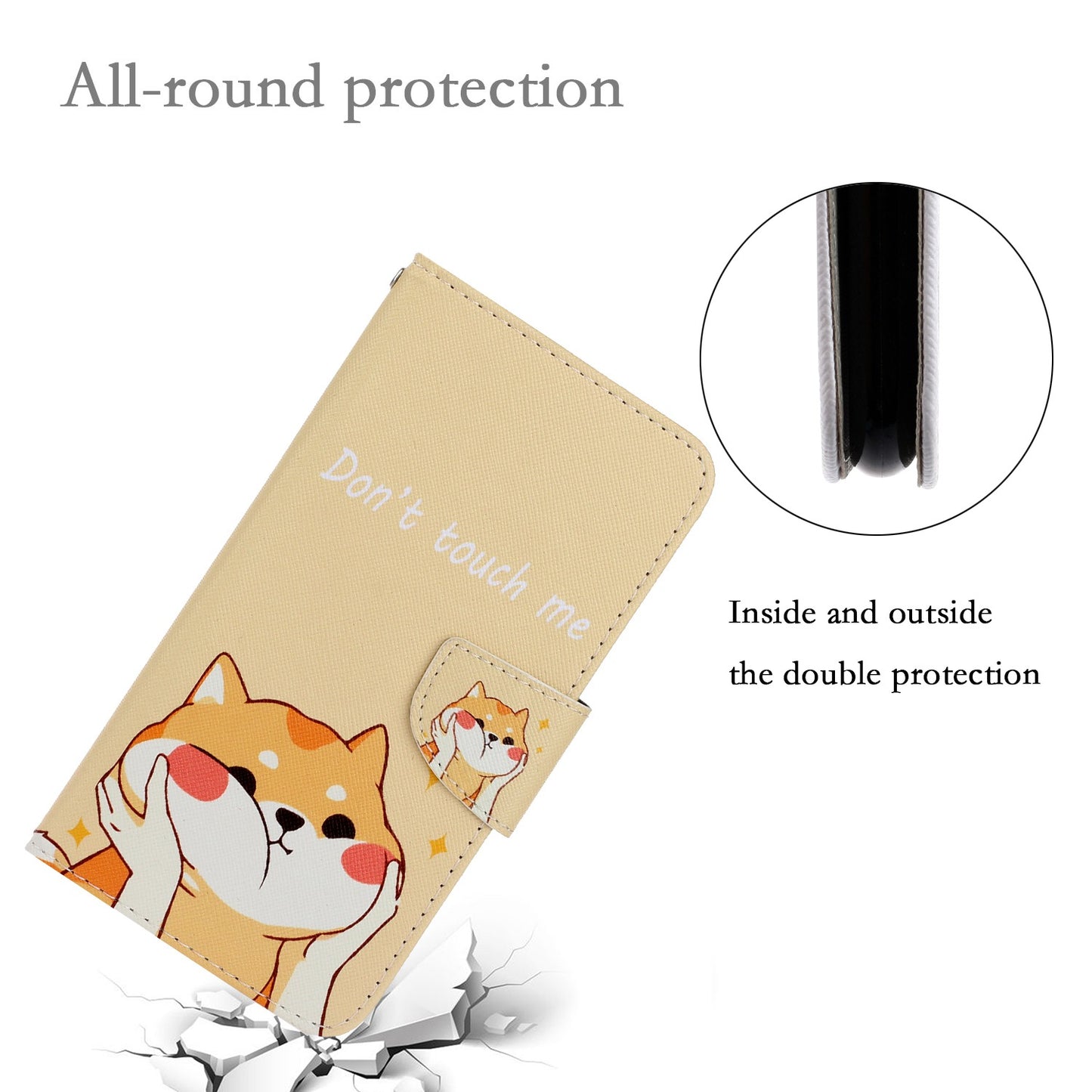 For Samsung Galaxy S24+ Case PU Leather Cross Texture Pattern Printing Phone Cover with Wrist Strap - Akita Dog