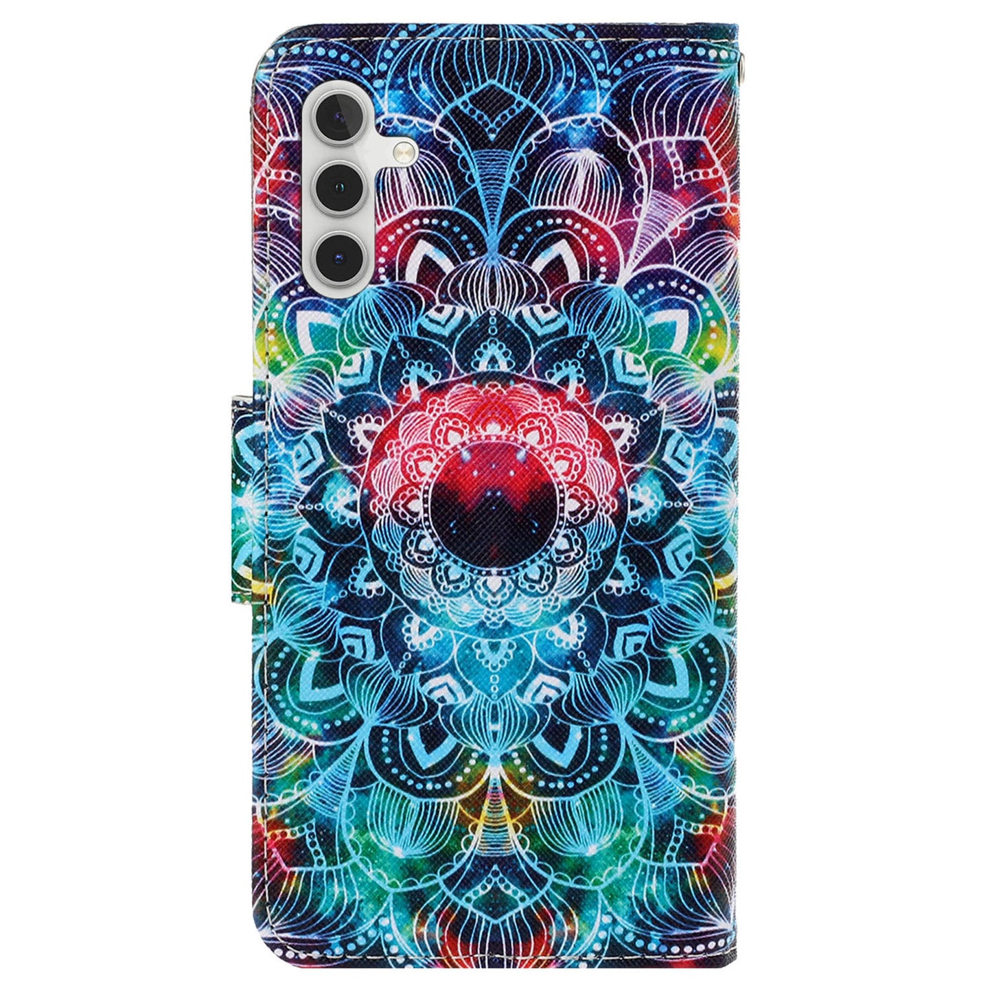 For Samsung Galaxy S24+ Case PU Leather Cross Texture Pattern Printing Phone Cover with Wrist Strap - Mandala