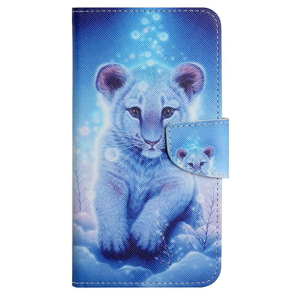 For Samsung Galaxy S24+ Case PU Leather Cross Texture Pattern Printing Phone Cover with Wrist Strap - Leopard