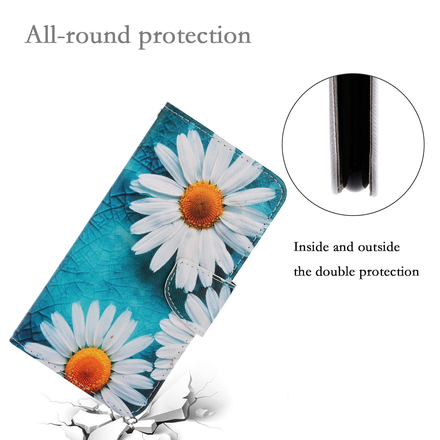 For Samsung Galaxy S24 Case PU Leather Pattern Printing Wallet Stand Phone Cover - Chrysanthemum