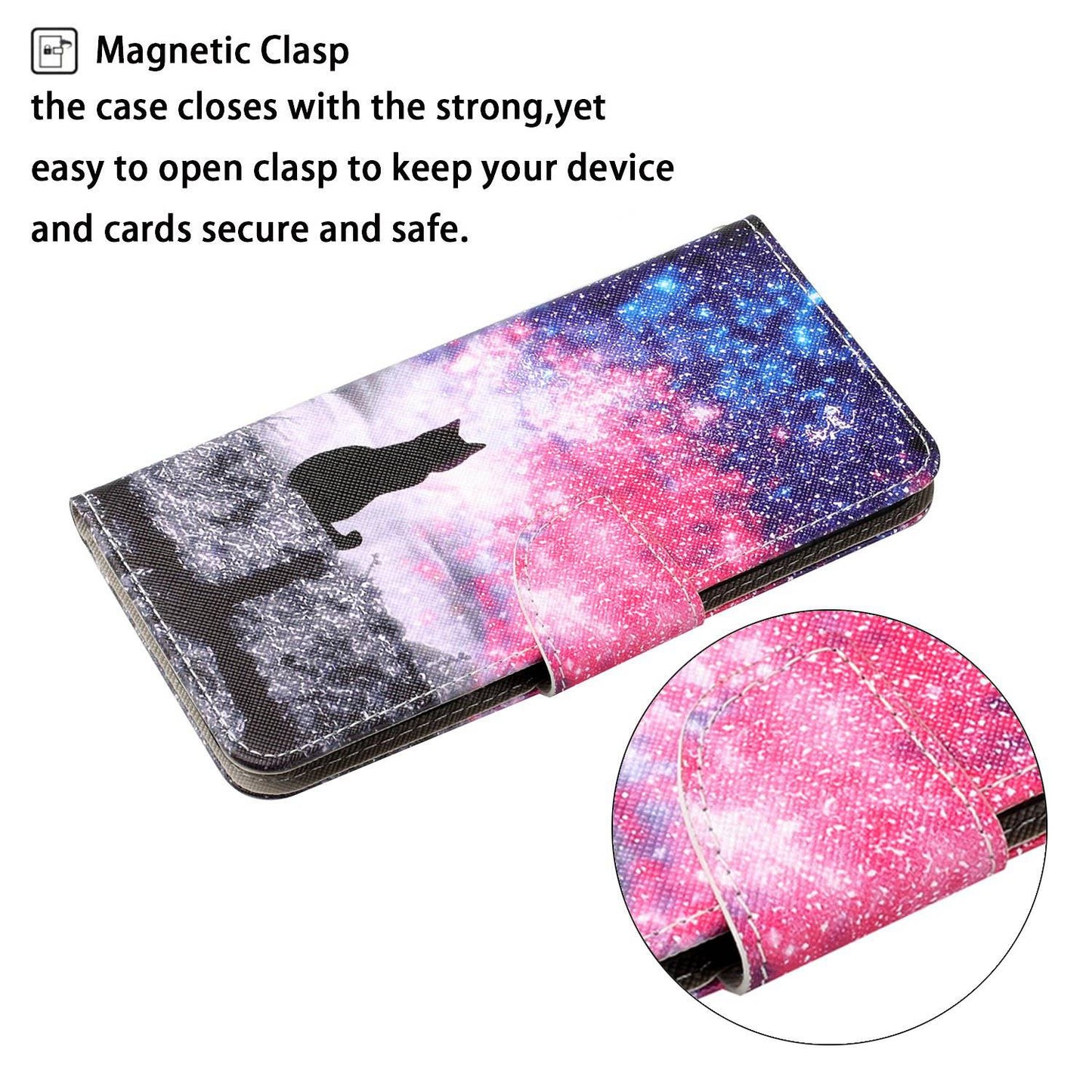 For Samsung Galaxy S24 Case PU Leather Pattern Printing Wallet Stand Phone Cover - Starry Sky  /  Cat
