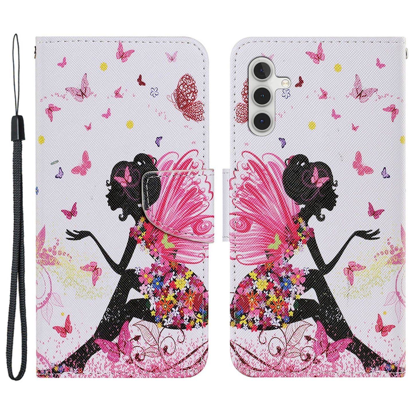 For Samsung Galaxy S24 Case PU Leather Pattern Printing Wallet Stand Phone Cover - Fairy