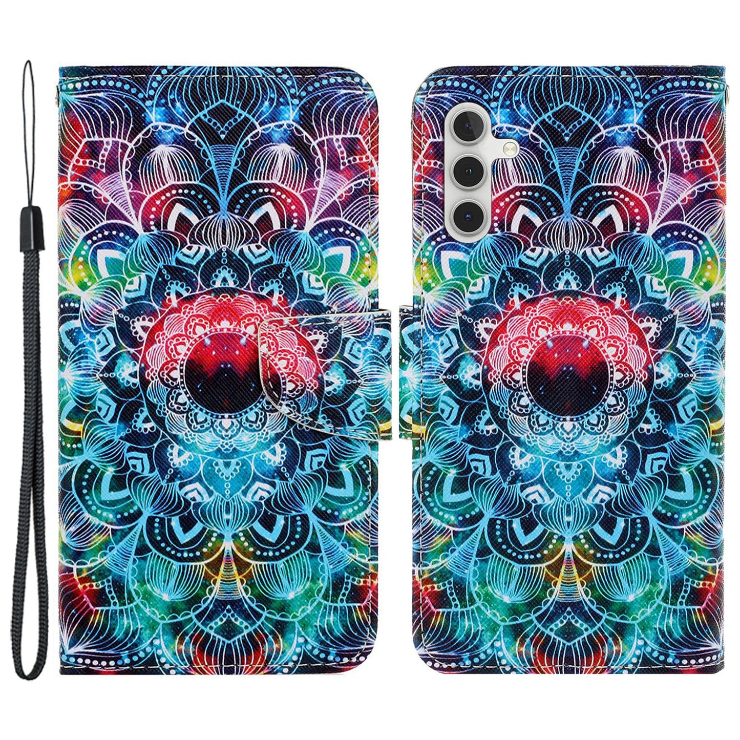 For Samsung Galaxy S24 Case PU Leather Pattern Printing Wallet Stand Phone Cover - Mandala