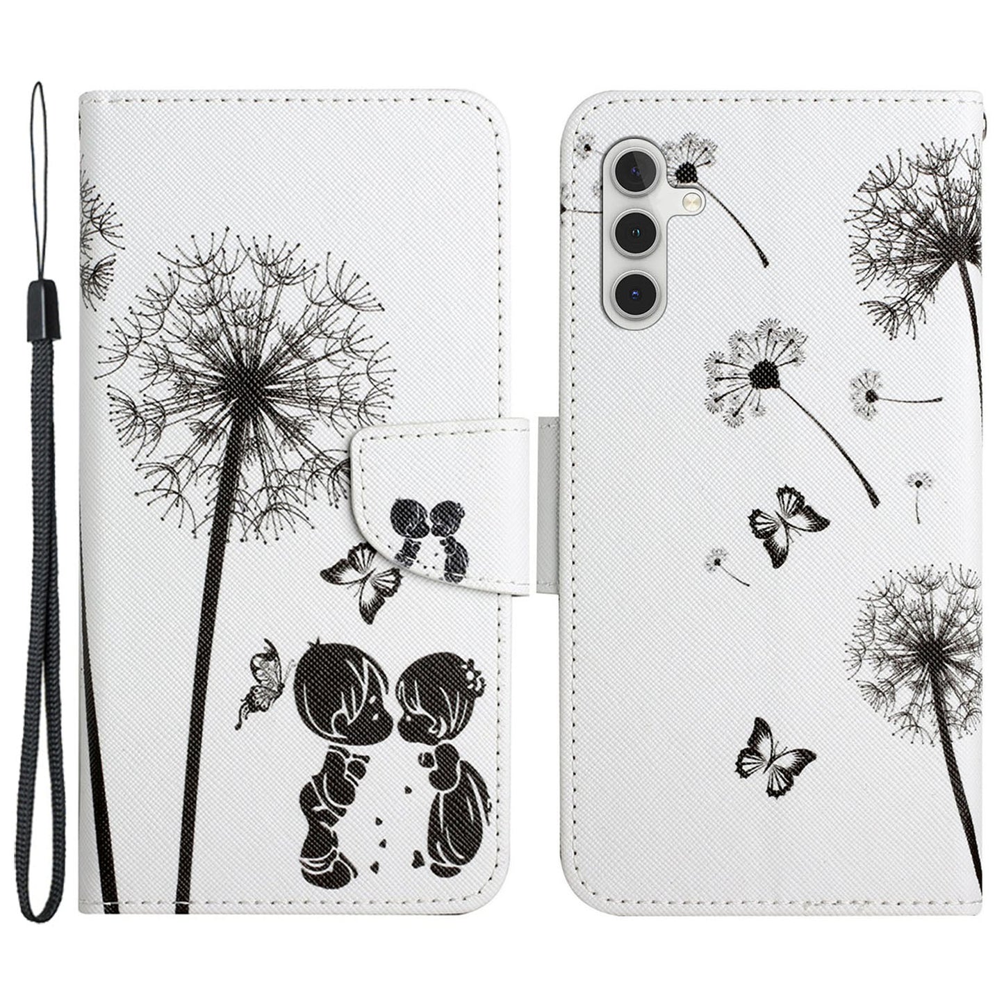 For Samsung Galaxy S24 Case PU Leather Pattern Printing Wallet Stand Phone Cover - Dandelion