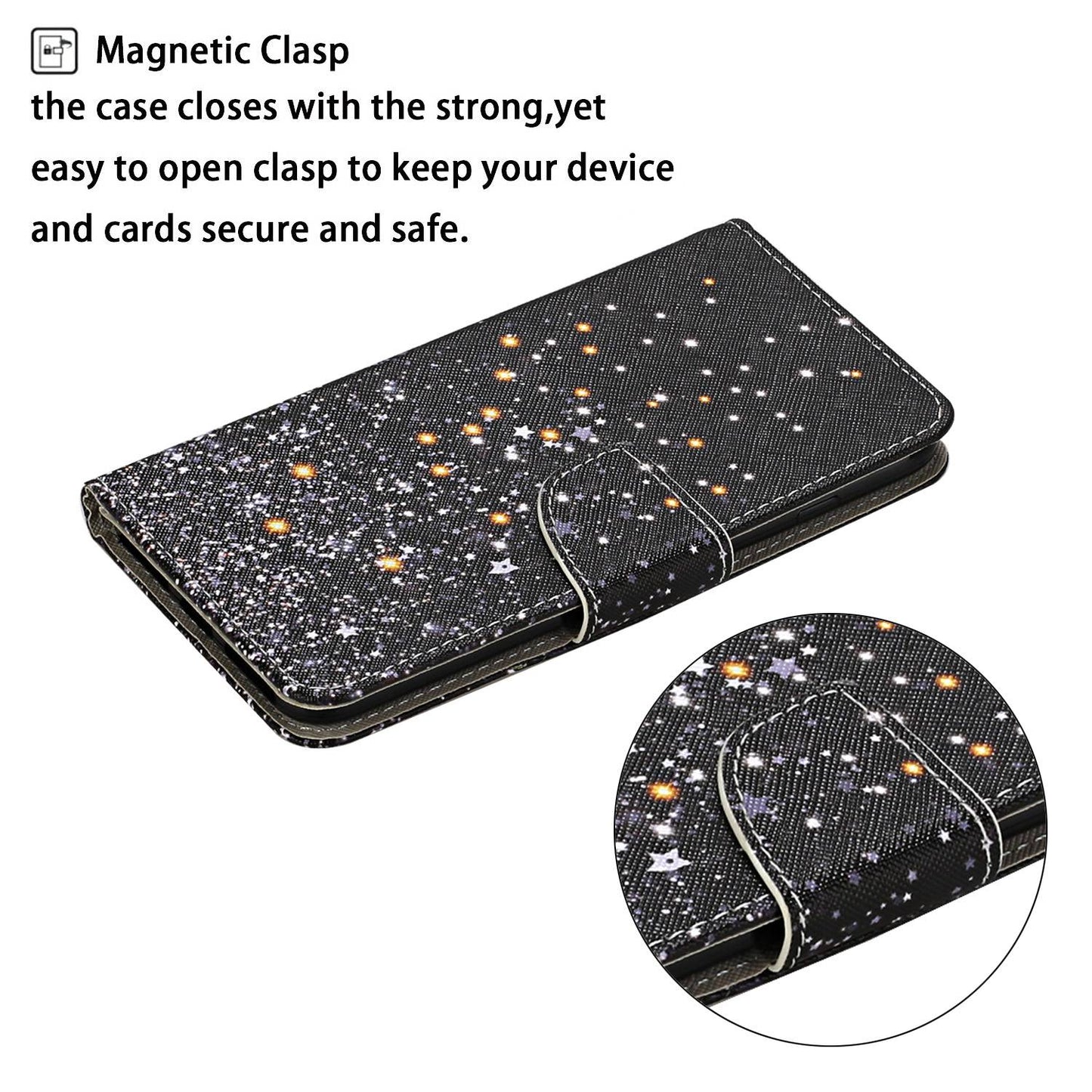 For Samsung Galaxy S24 Ultra PU Leather Case Cross Texture Phone Stand Cover with Wrist Strap - Shattered Stars