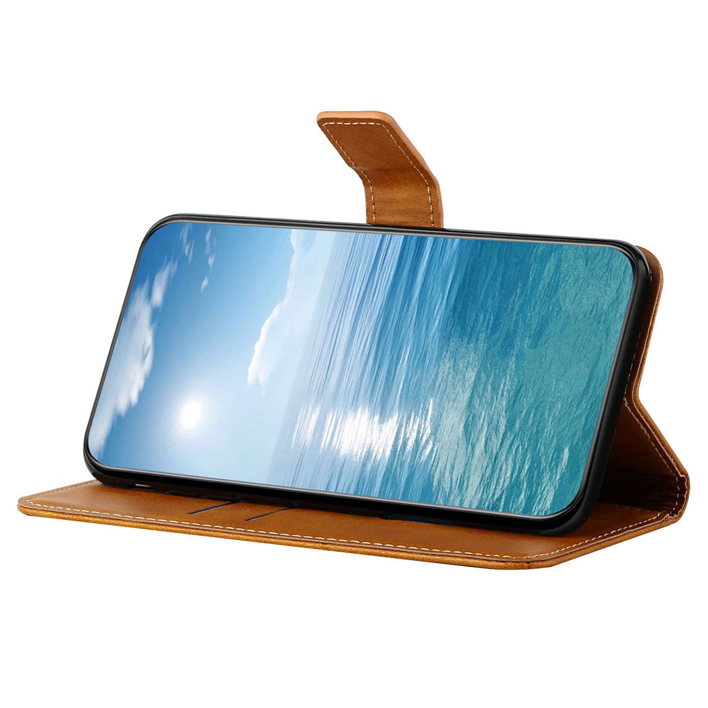 For Samsung Galaxy S24+ Case Line Imprinting Solid Color PU Leather Stand Phone Cover - Yellow