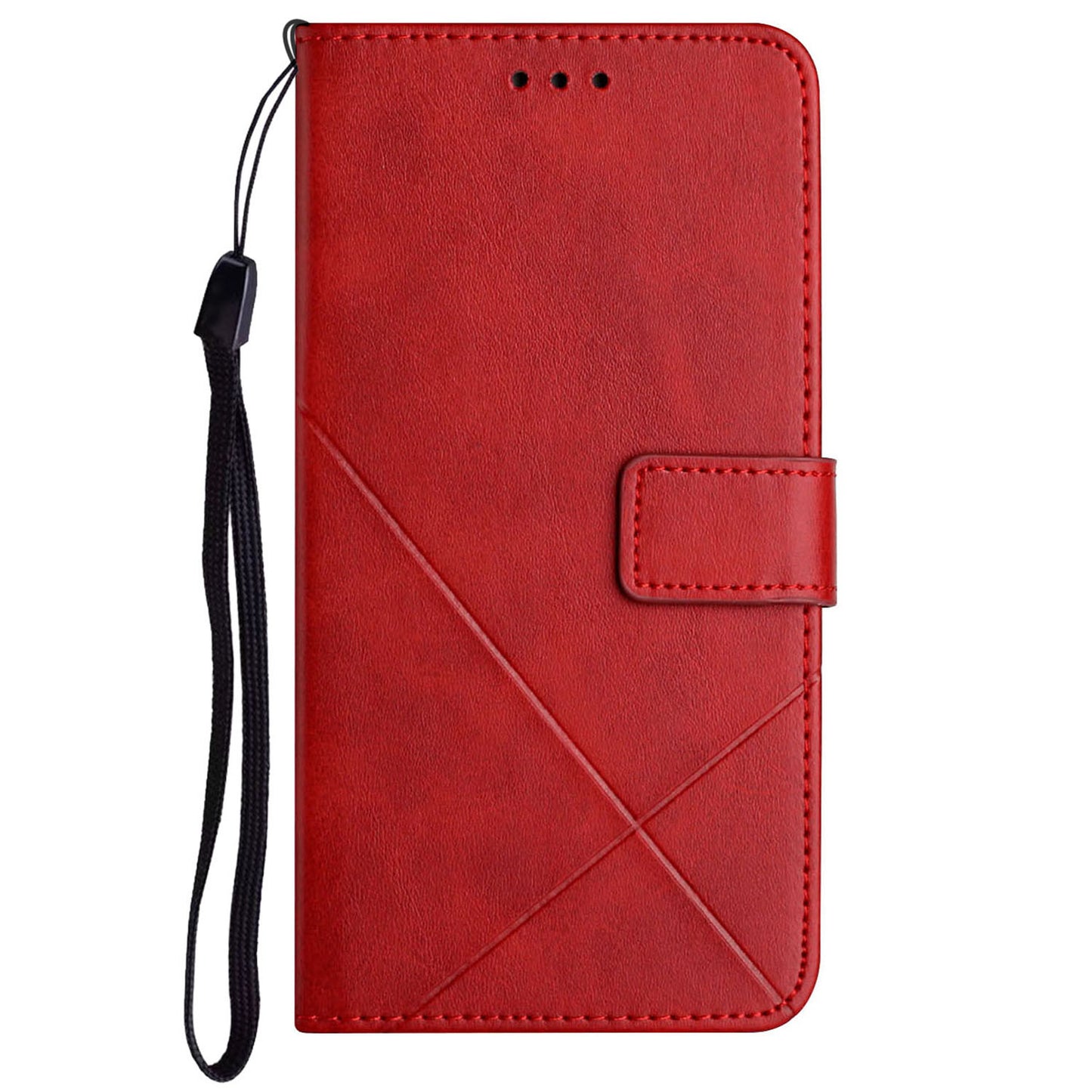 For Samsung Galaxy S24+ Case Line Imprinting Solid Color PU Leather Stand Phone Cover - Red