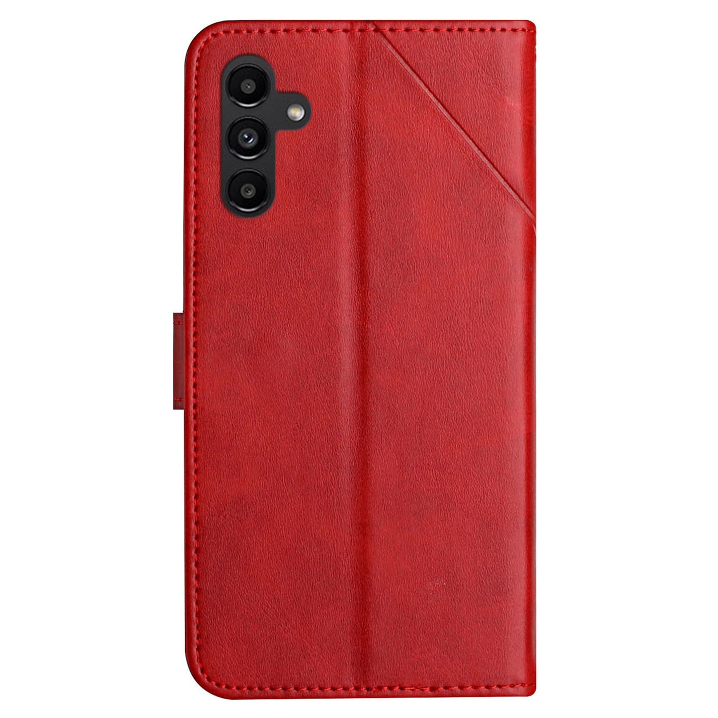 For Samsung Galaxy S24+ Case Line Imprinting Solid Color PU Leather Stand Phone Cover - Red