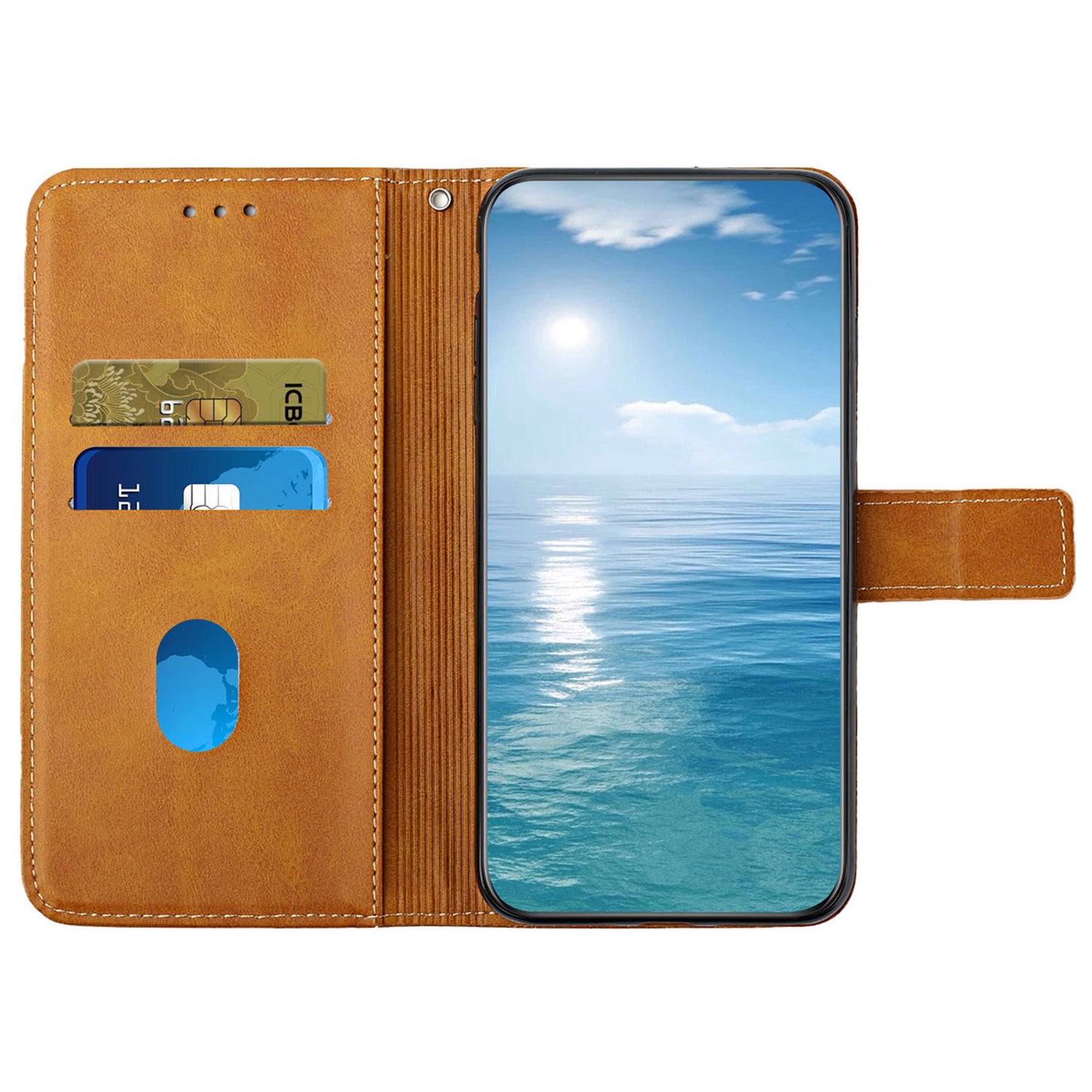 For Samsung Galaxy S24 Cell Phone Case Line Imprinting Solid Color PU Leather Cover with Strap - Yellow