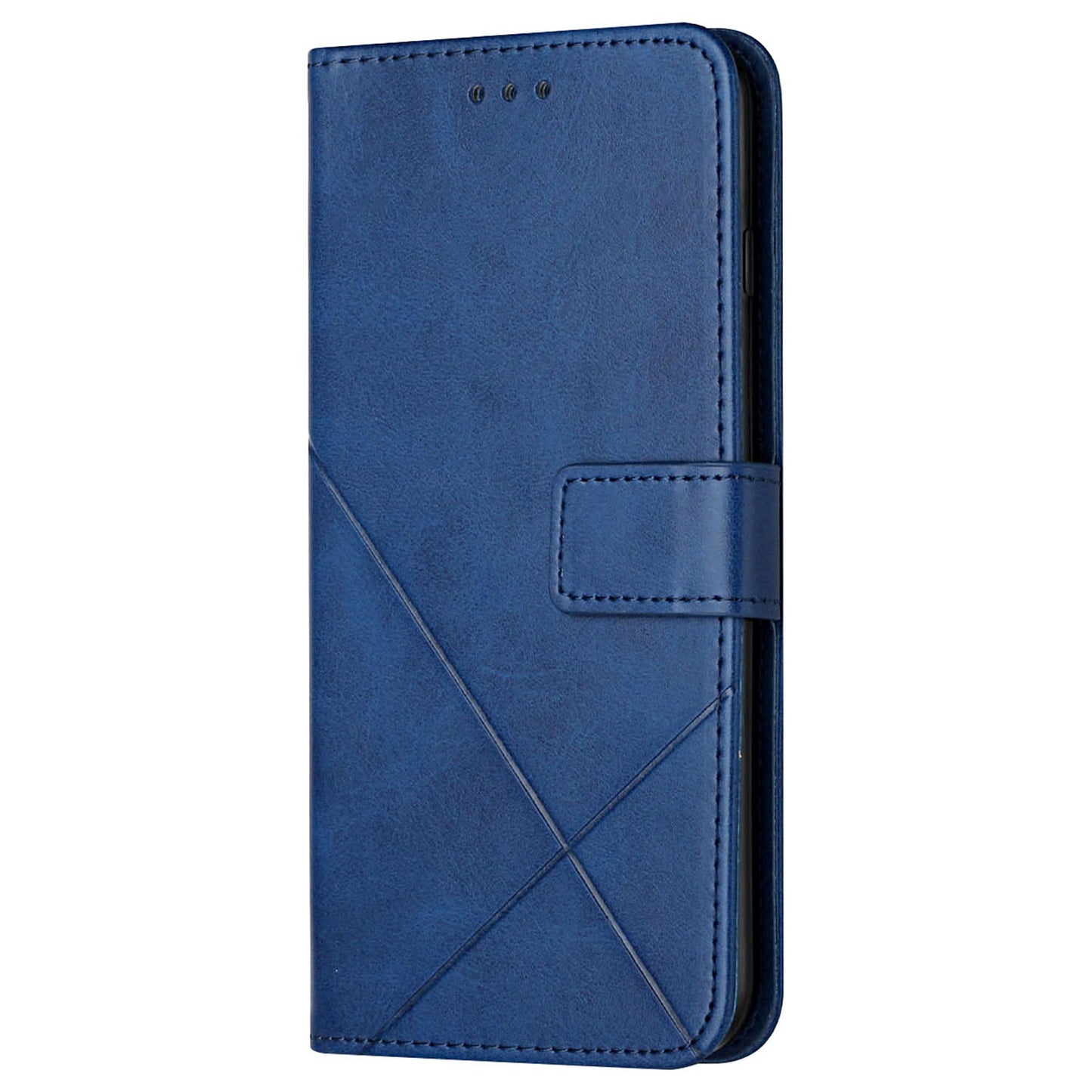 For Samsung Galaxy S24 Ultra Case Solid Color PU Leather Stand Wallet Phone Cover with Wrist Strap - Blue