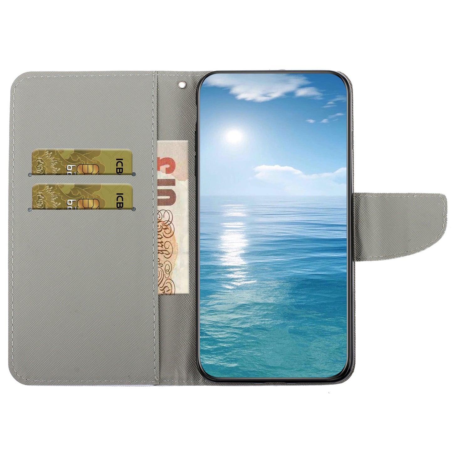 For Samsung Galaxy S24 Leather Case Pattern Printing Phone Stand Cover - Bottle and Butterfly