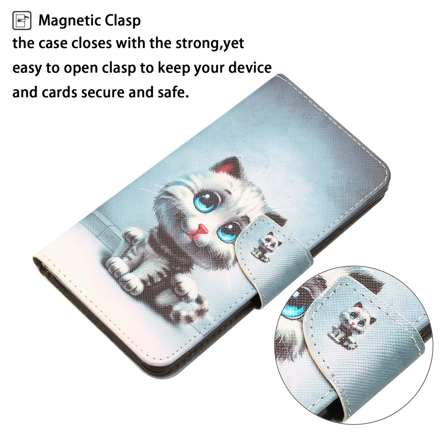 For Samsung Galaxy S24+ Case PU Leather Pattern Printing Stand Cover - Blue Eyes Cat
