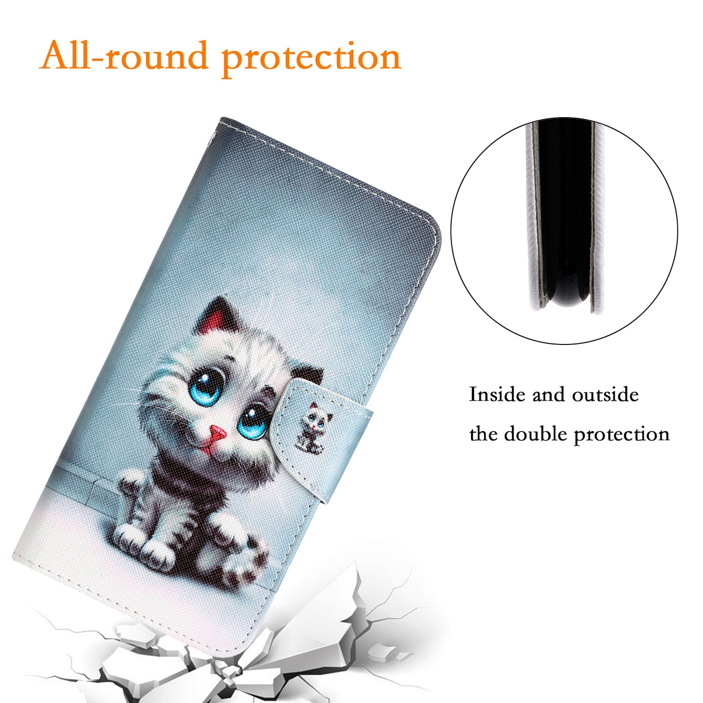 For Samsung Galaxy S24+ Case PU Leather Pattern Printing Stand Cover - Blue Eyes Cat