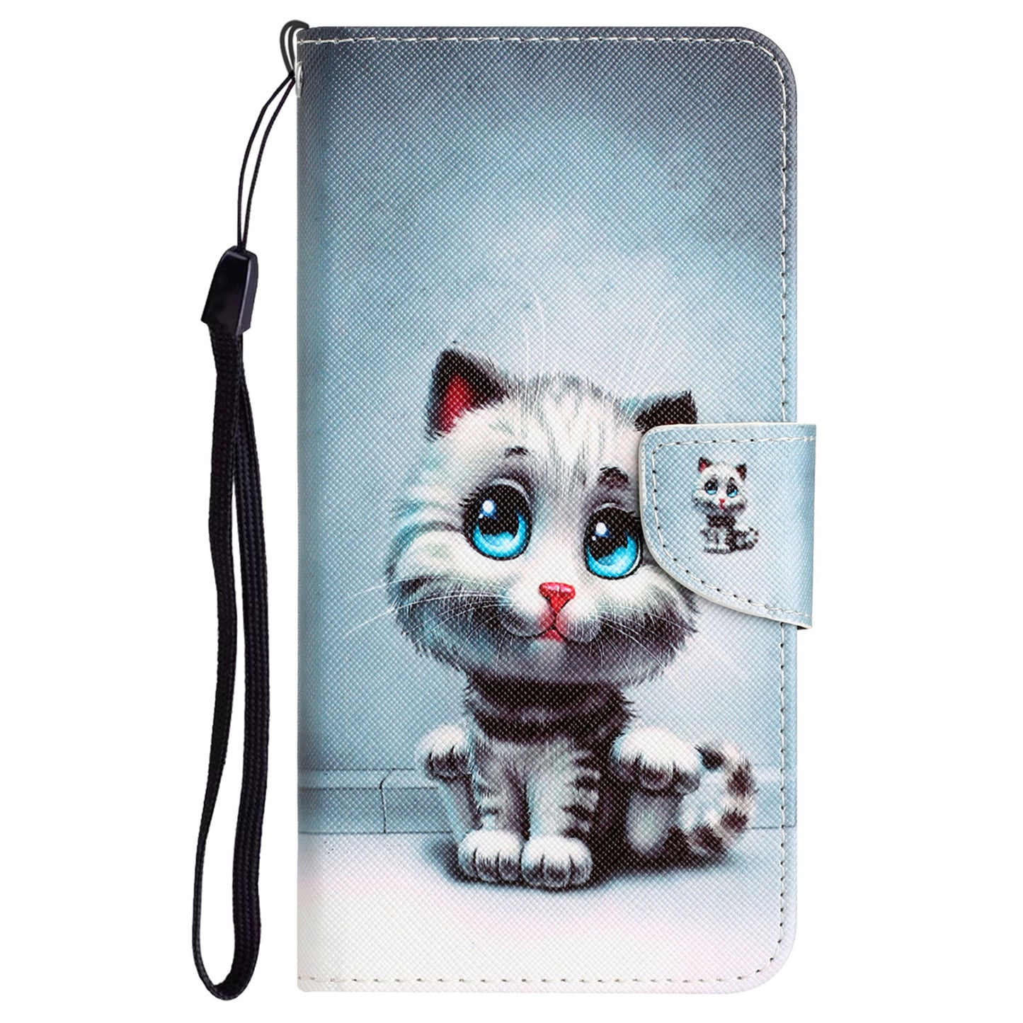 For Samsung Galaxy S24+ Case PU Leather Pattern Printing Stand Cover - Blue Eyes Cat