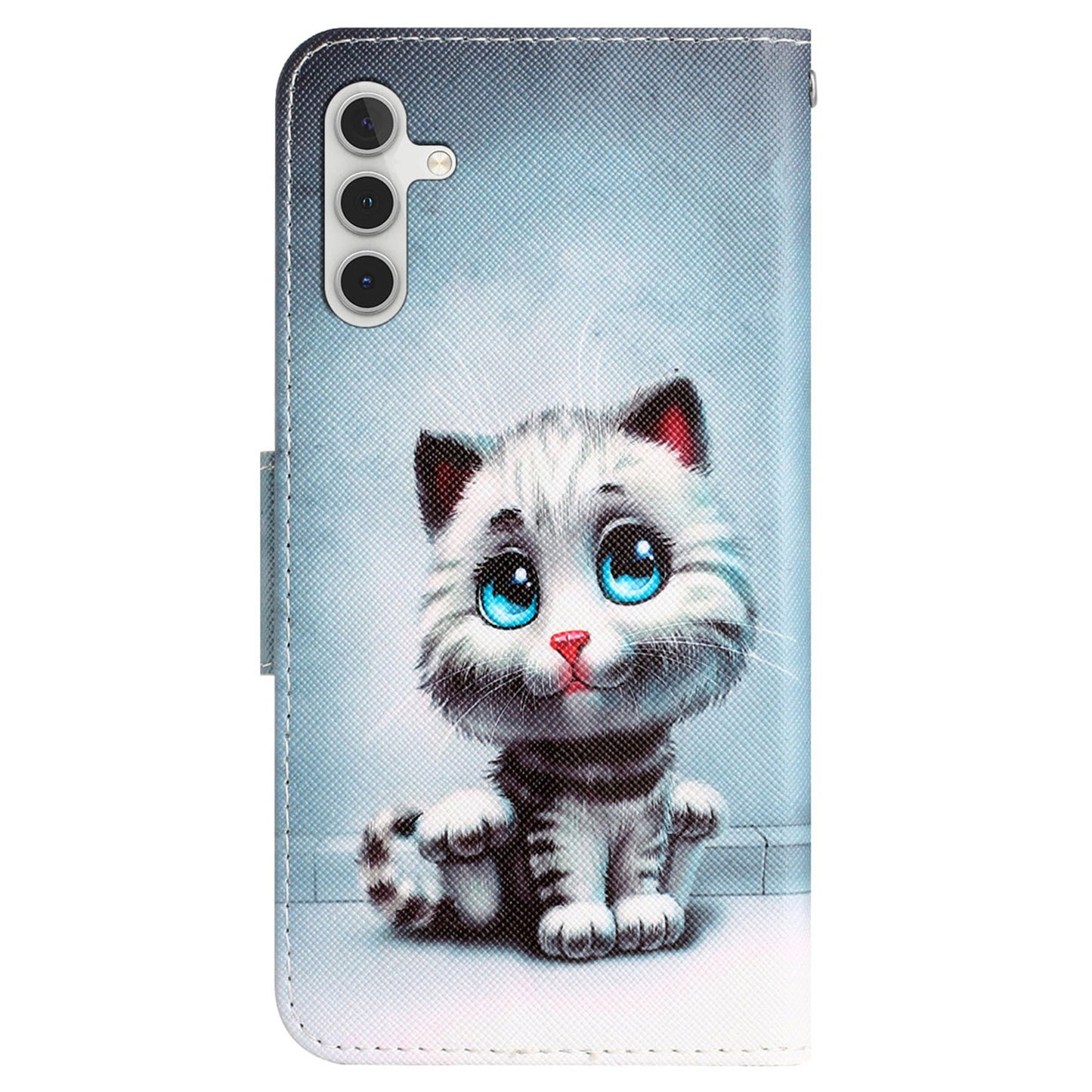 For Samsung Galaxy S24+ Case PU Leather Pattern Printing Stand Cover - Blue Eyes Cat
