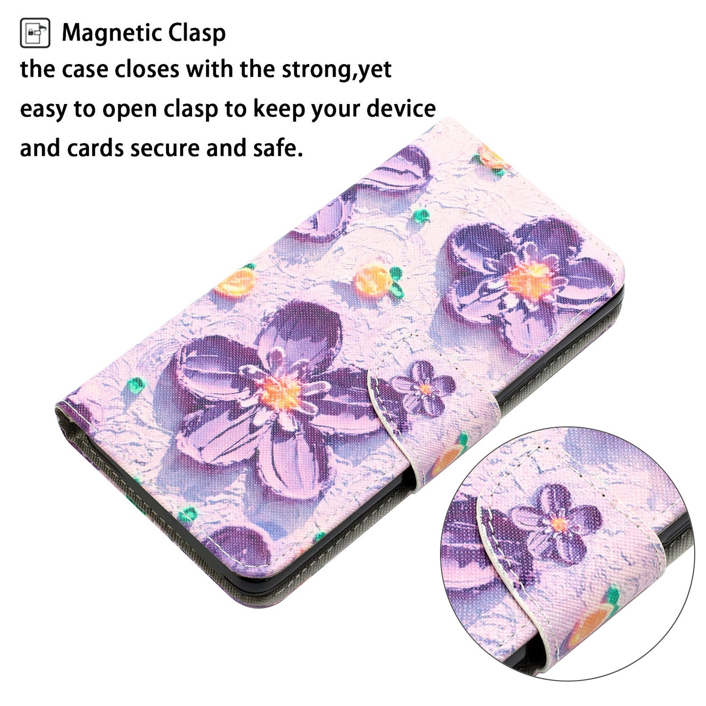 For Samsung Galaxy S24+ Case PU Leather Pattern Printing Stand Cover - Purple Flower
