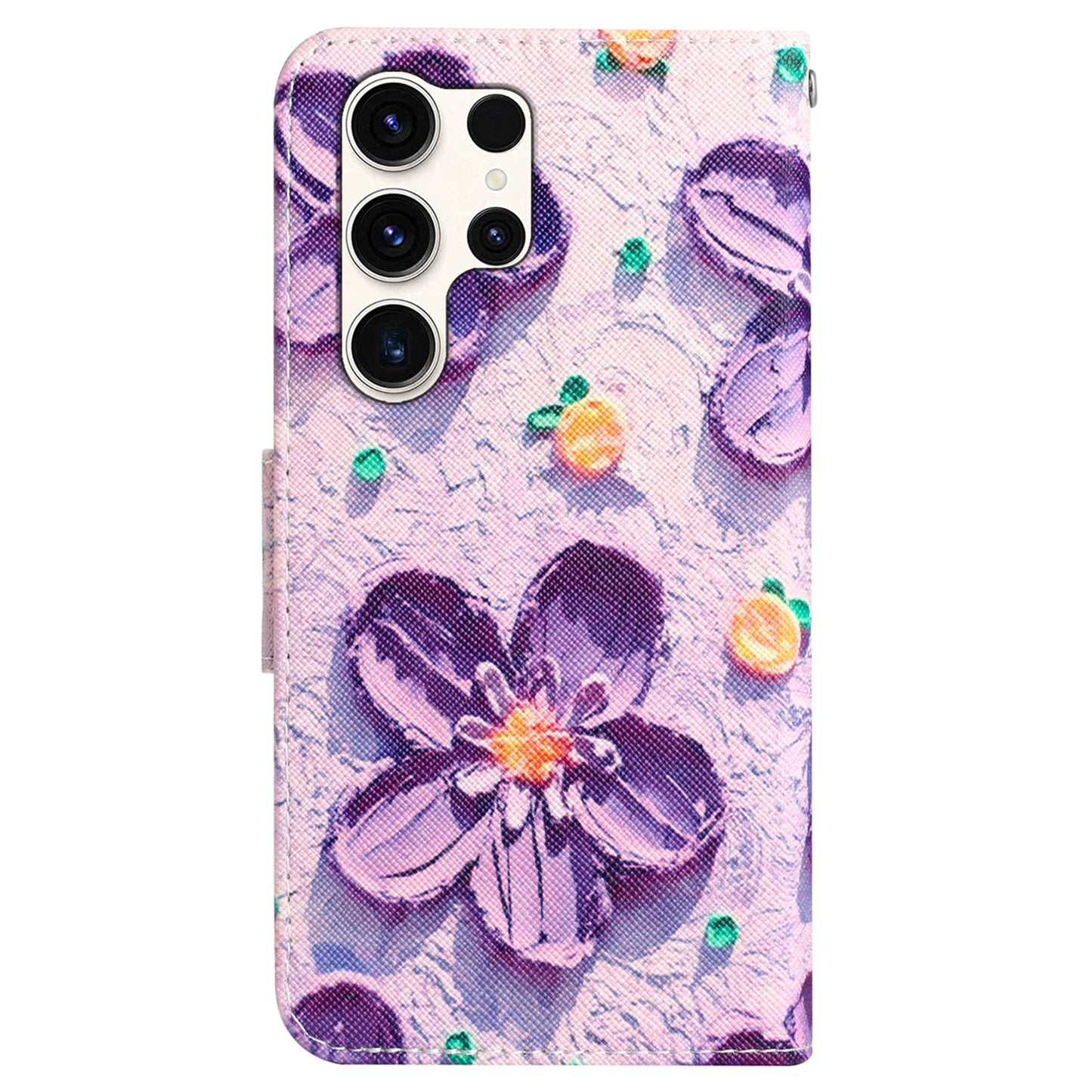 For Samsung Galaxy S24 Ultra Case Pattern Printing Phone Cover with Wallet - Purple Flower