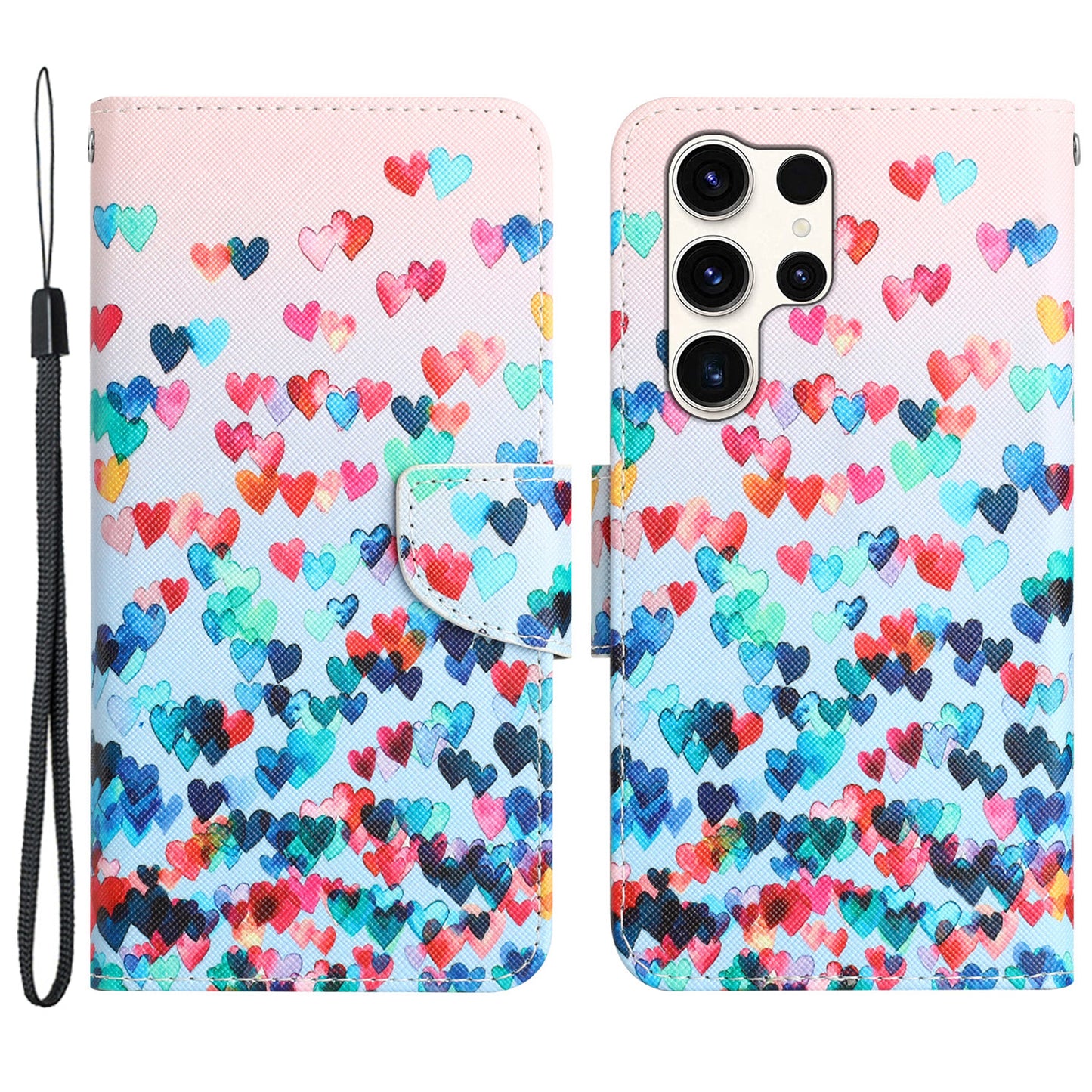 For Samsung Galaxy S24 Ultra Case Pattern Printing Phone Cover with Wallet - Love Heart