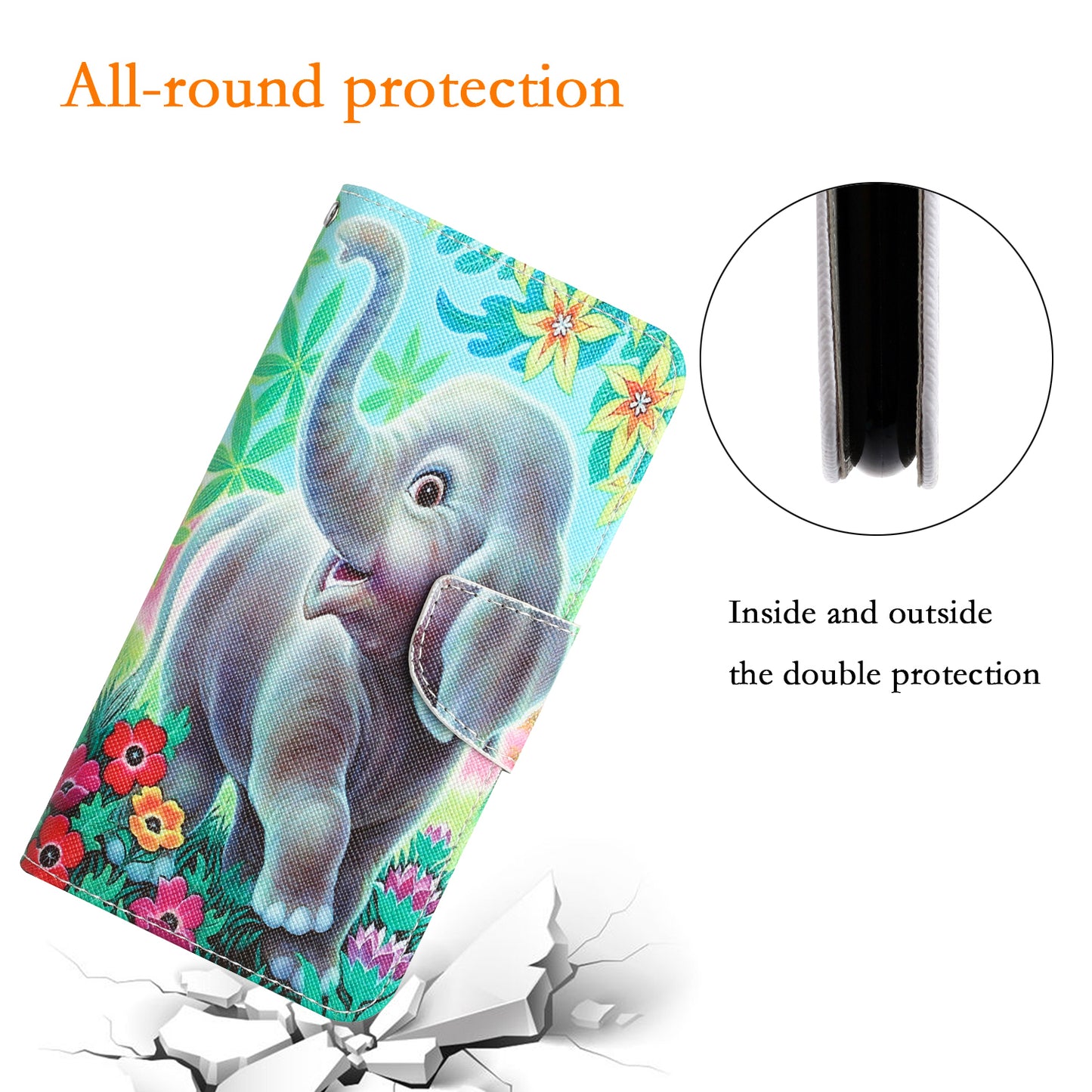 For Samsung Galaxy S24 Ultra Case Pattern Printing Phone Cover with Wallet - Elephant