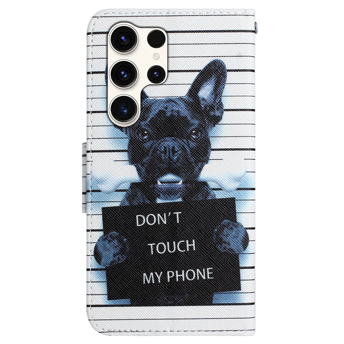 For Samsung Galaxy S24 Ultra Case Pattern Printing Phone Cover with Wallet - Don't Touch My Phone