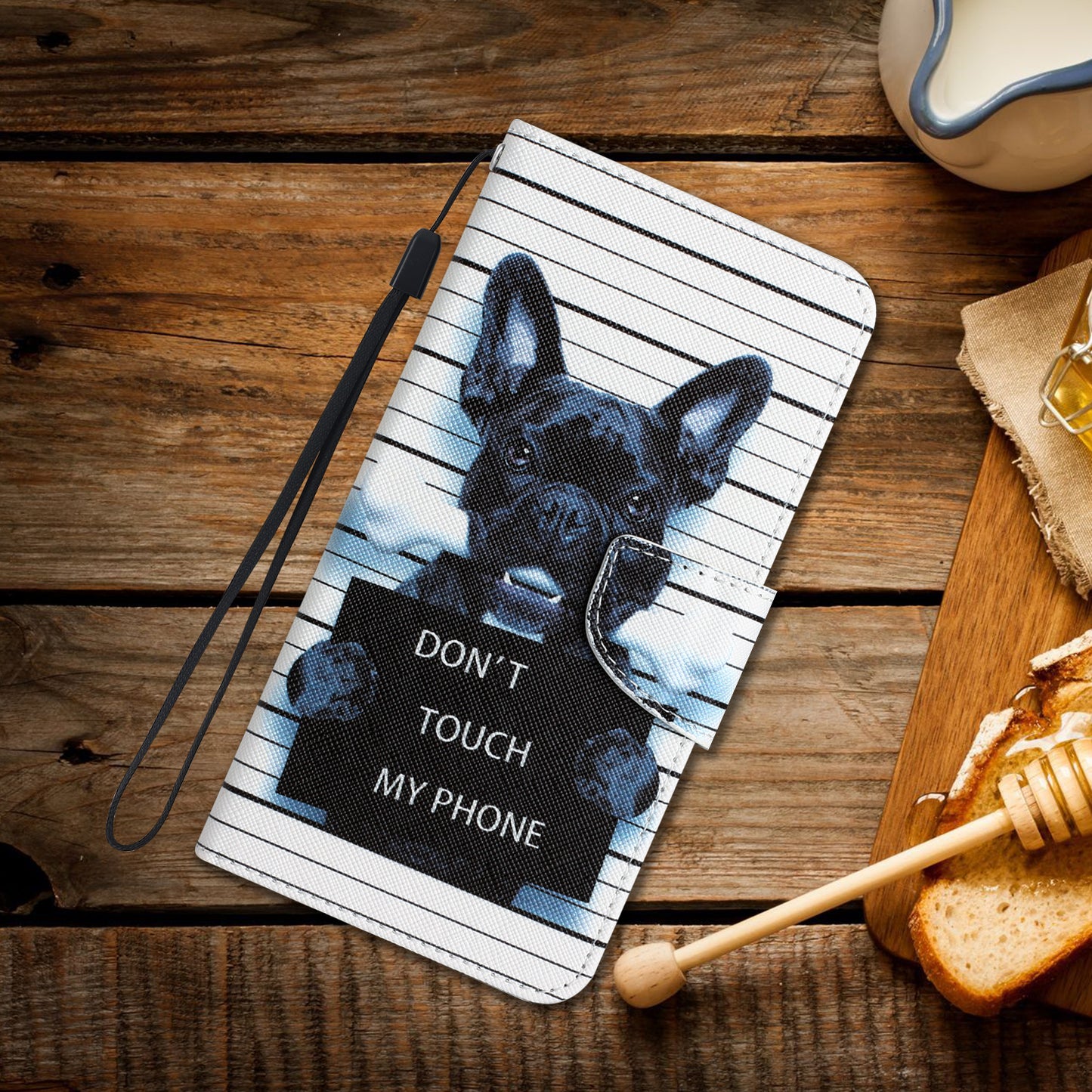 For Samsung Galaxy S24 Ultra Case Pattern Printing Phone Cover with Wallet - Don't Touch My Phone