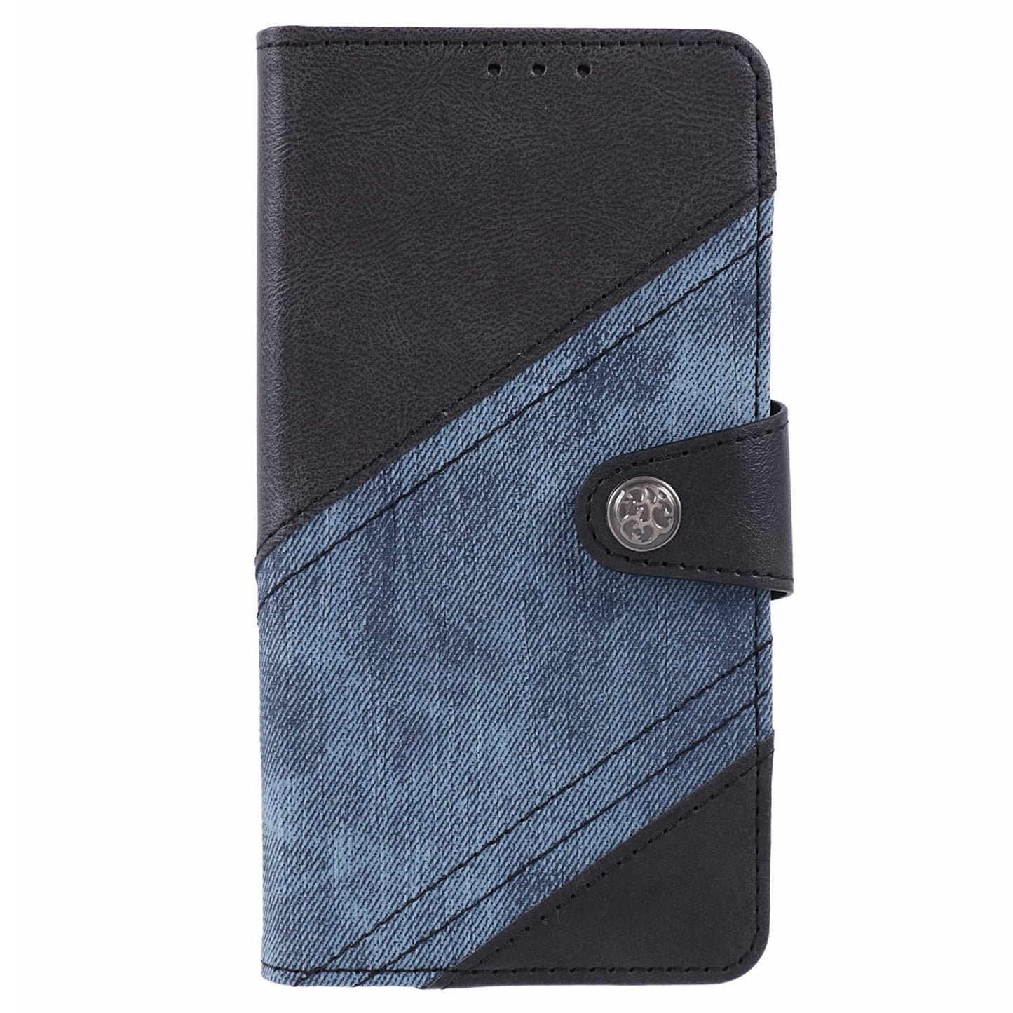 For Samsung Galaxy S24+ Mobile Phone Case Splicing Style PU Leather Wallet Cell Phone Cover - Black